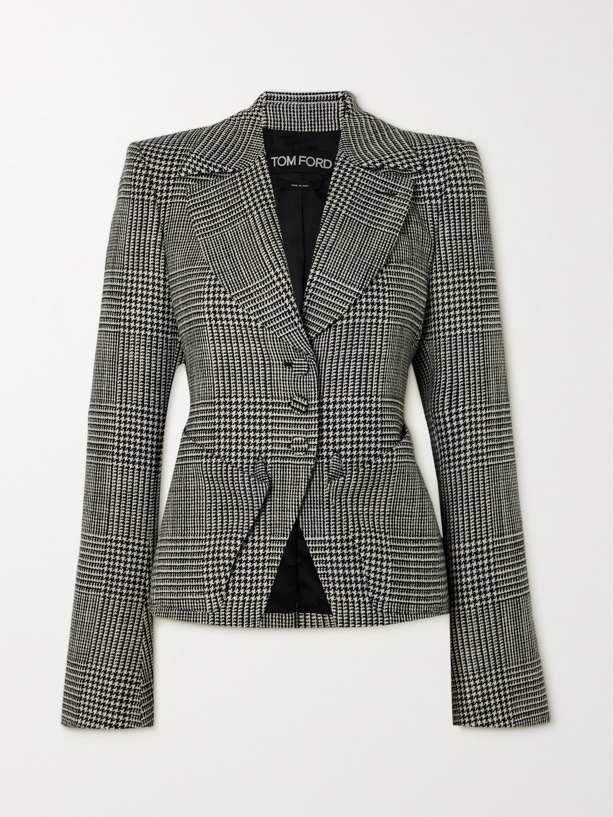 TOM FORD - Prince Of Wales Checked Wool Blazer - Gray