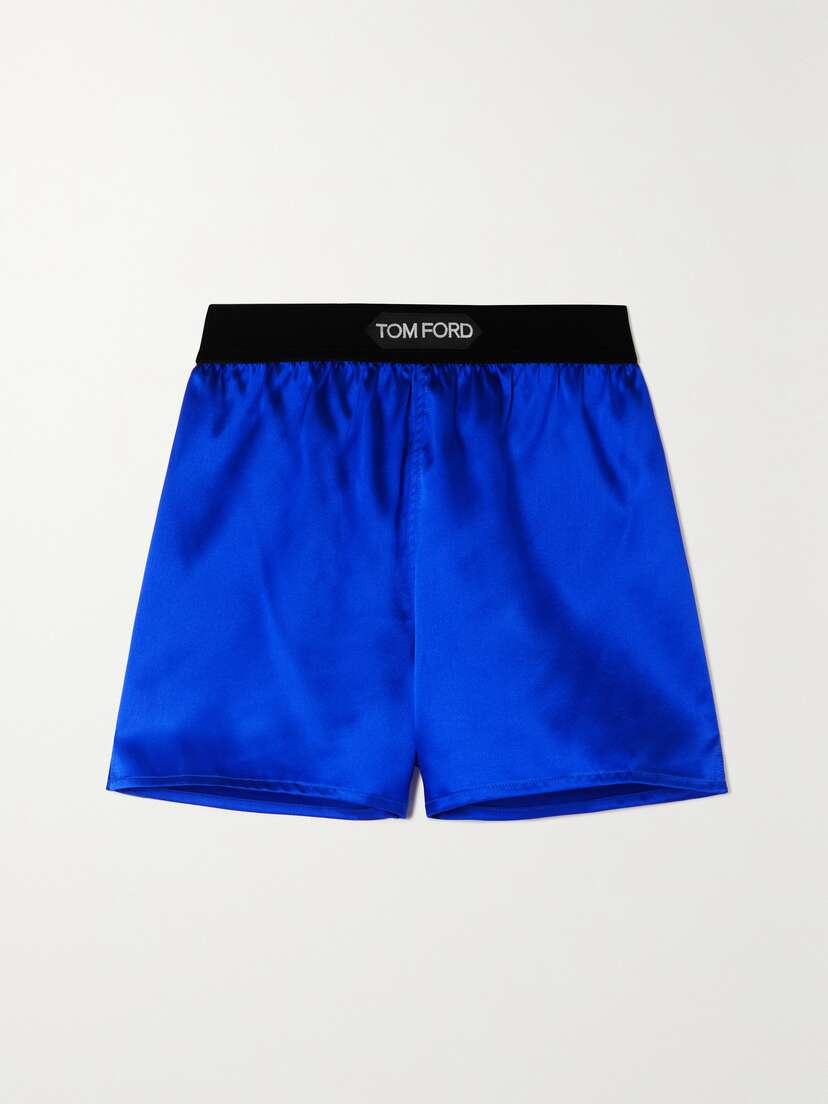 Tom Ford Velvet-trimmed Stretch-silk Satin Shorts - x large
