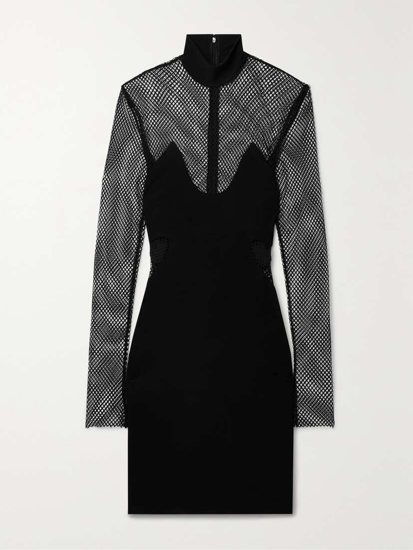 Tom Ford Paneled Stretch-crepe And Mesh Mini Dress