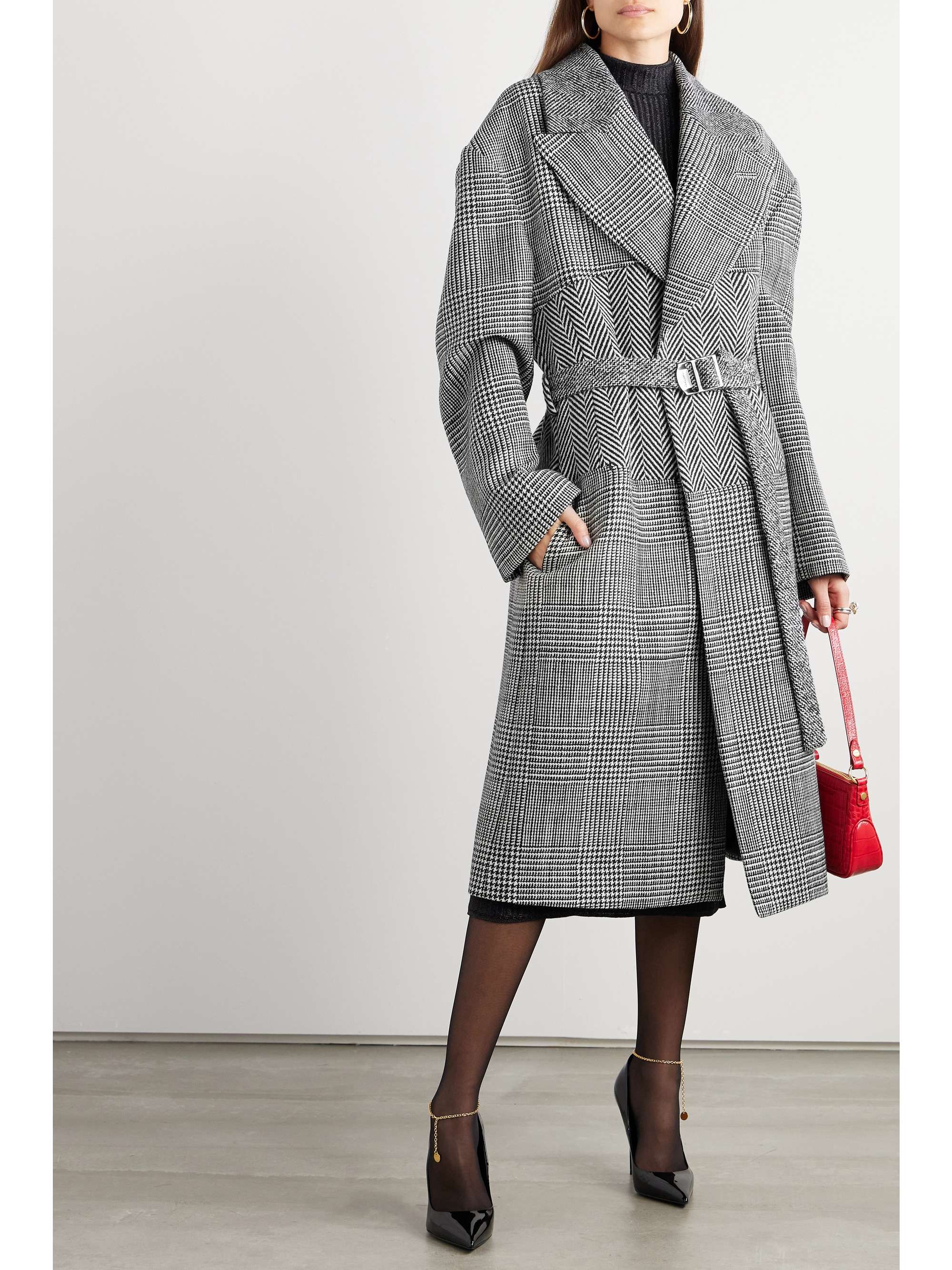 TOM FORD Belted Prince of Wales checked cashmere coat | NET-A-PORTER