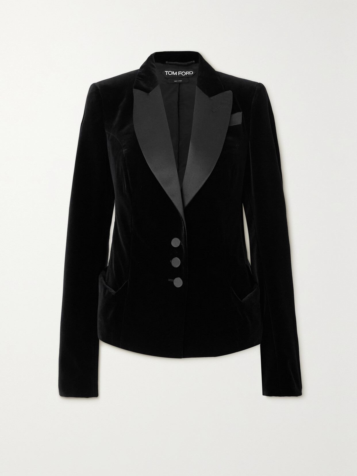 TOM FORD - Satin-trimmed Cotton-velvet Blazer - Black