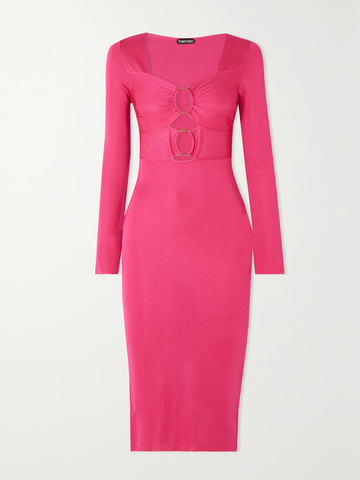 TOM FORD Cutout Embellished Stretch-knit Midi Dress - Pink