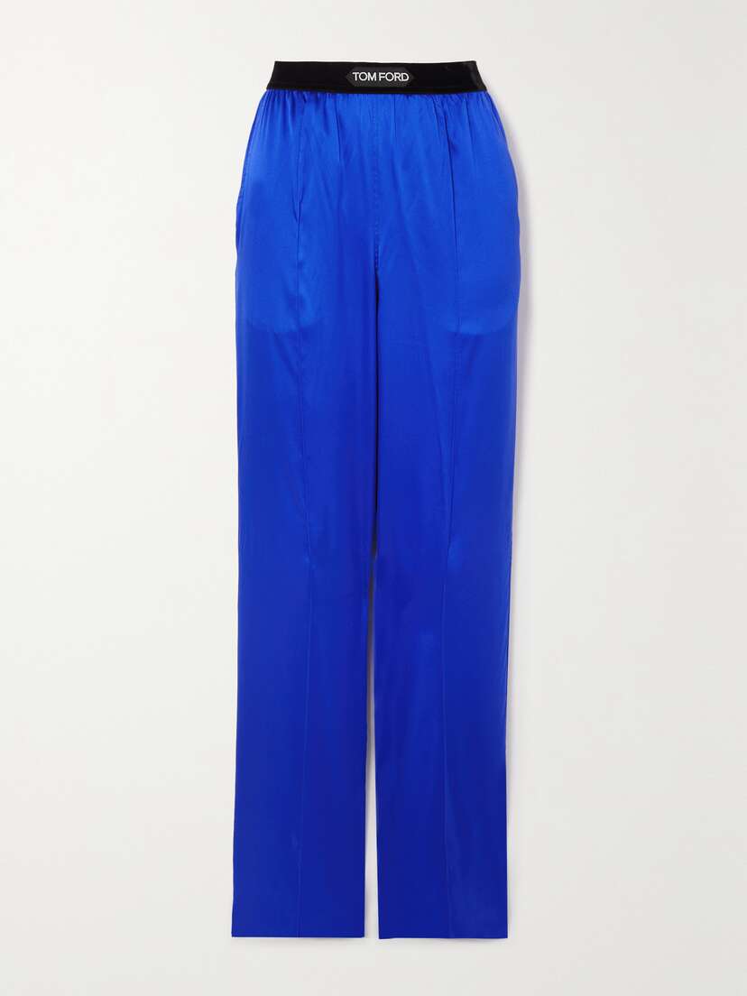 Tom Ford Velvet-trimmed Stretch-silk Satin Pants