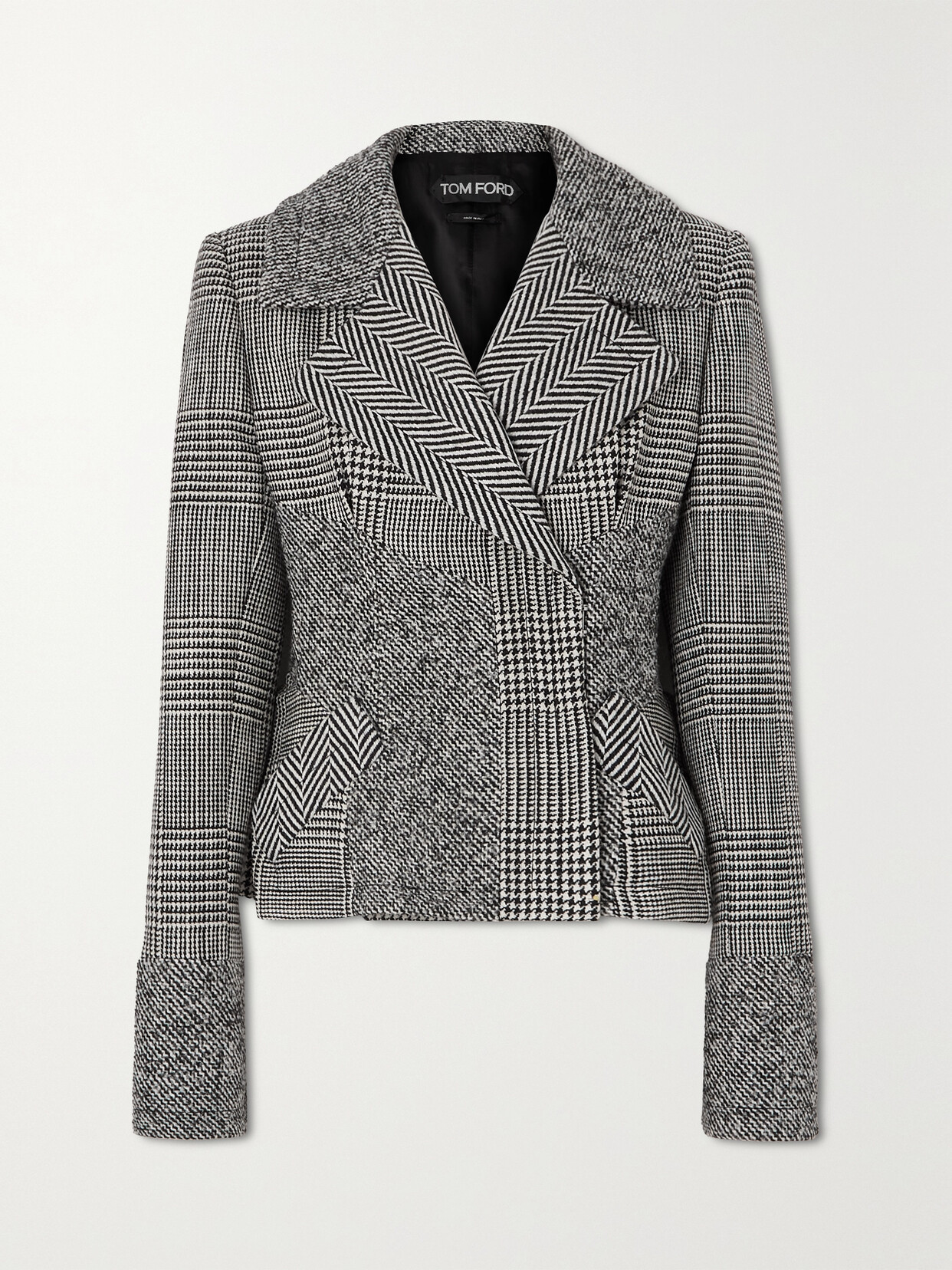 TOM FORD - Patchwork Tweed Peplum Jacket - Gray