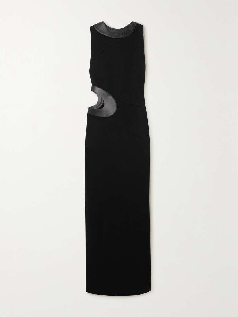 Tom Ford Cutout Leather-trimmed Crepe Gown