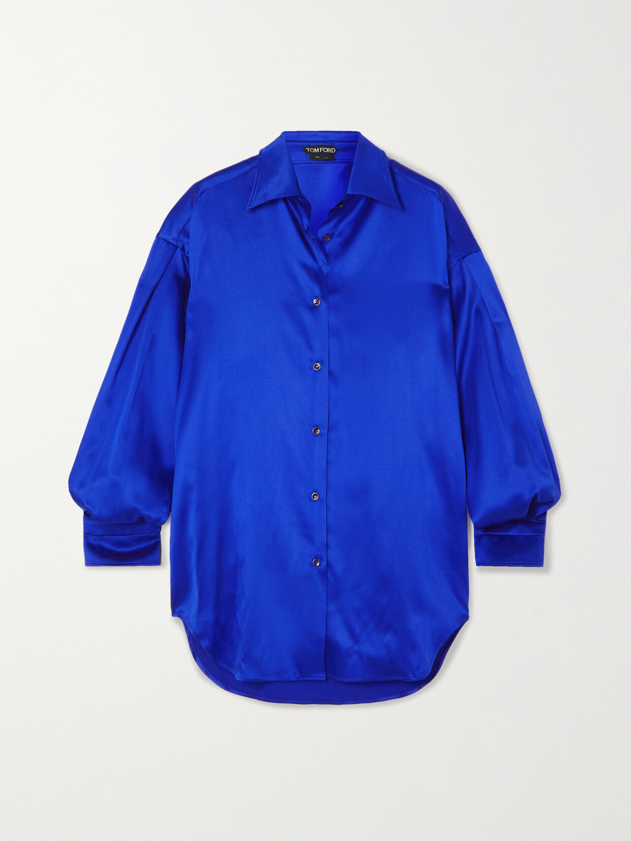 TOM FORD - Oversized Stretch-silk Satin Shirt - Blue