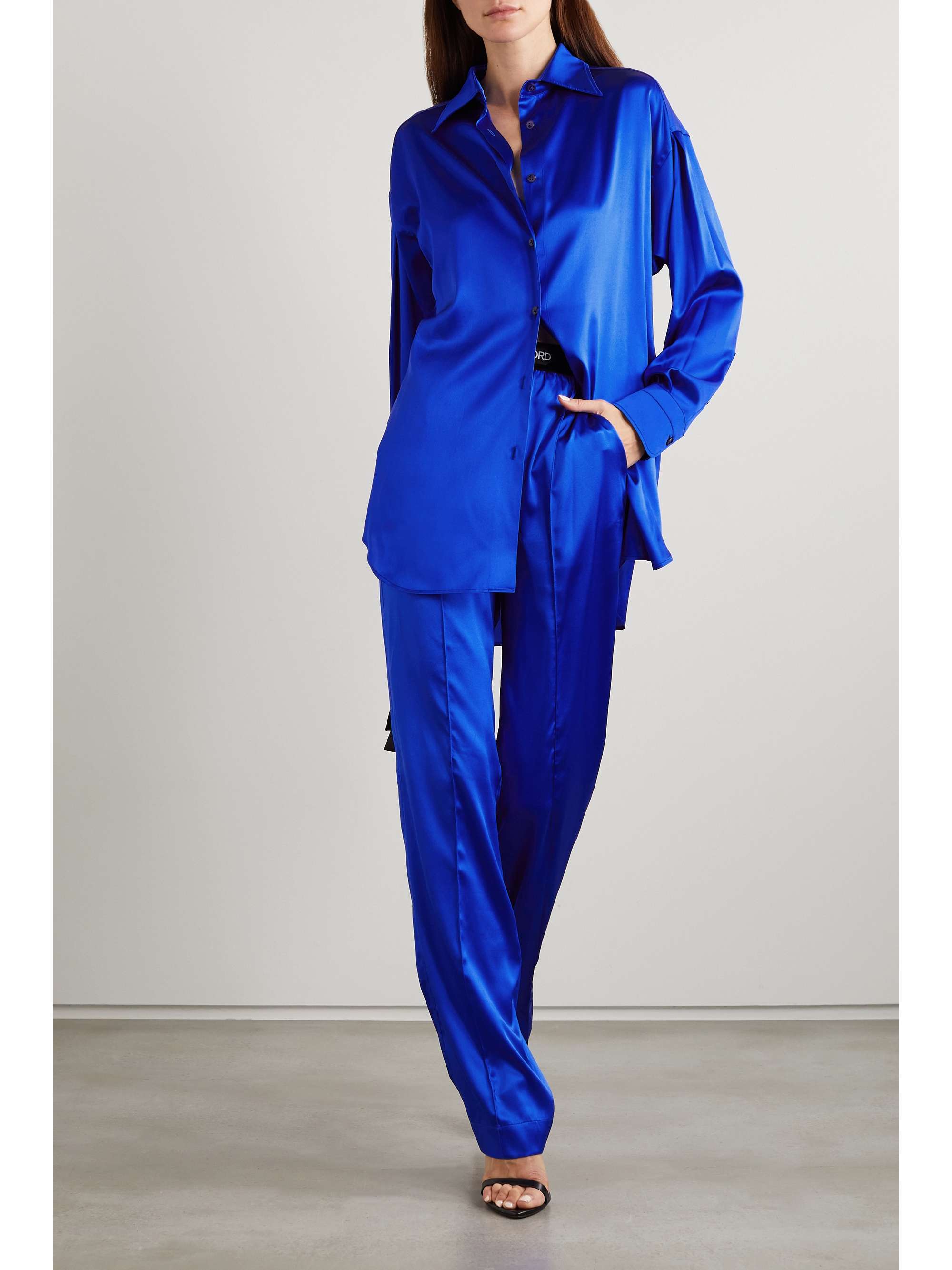 TOM FORD Oversized stretch-silk satin shirt