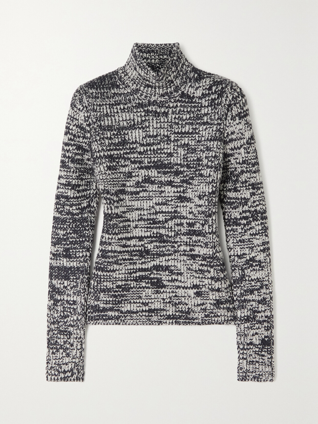 TOM FORD TWO-TONE WOOL AND SILK-BLEND TURTLENECK SWEATER