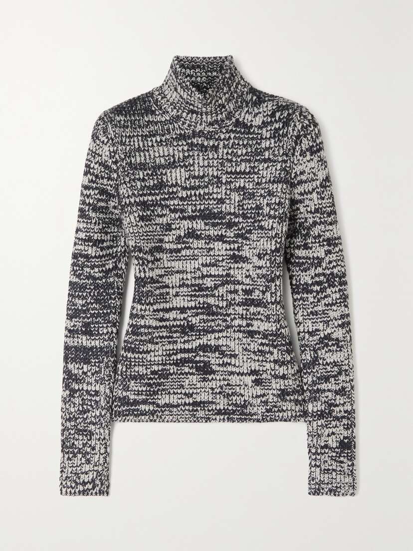 Tom Ford Two-tone Wool And Silk-blend Turtleneck Sweater