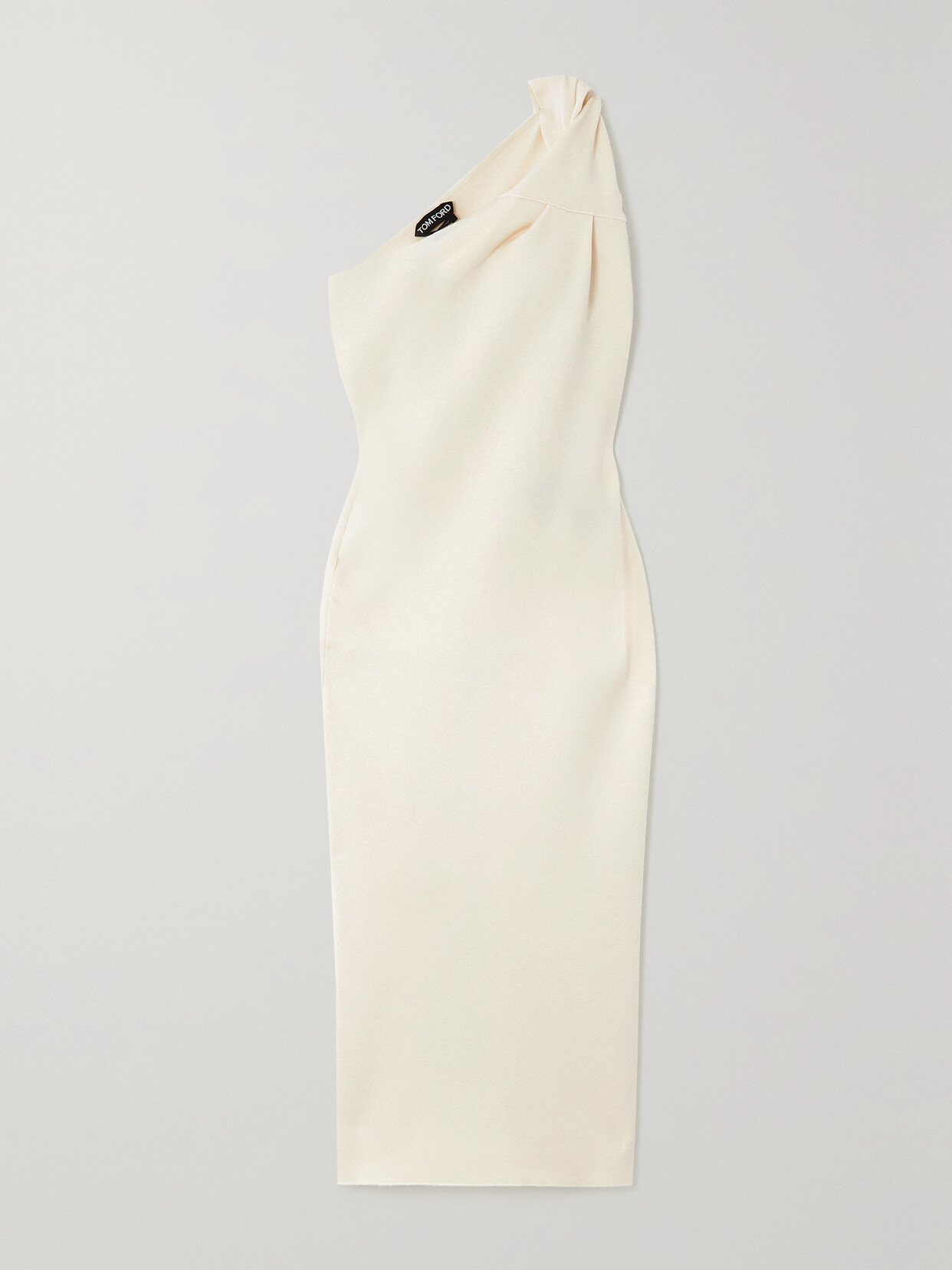 TOM FORD - Twisted One-shoulder Merino Wool-blend Midi Dress - White