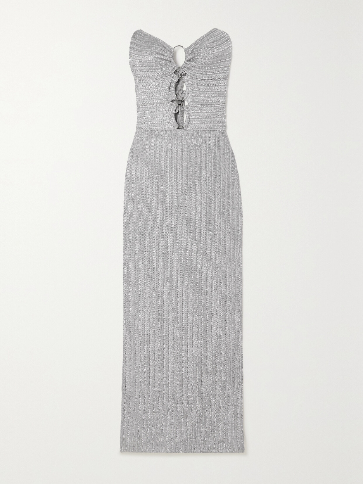 TOM FORD - Strapless Cutout Embellished Metallic Cotton-blend Gown - Silver