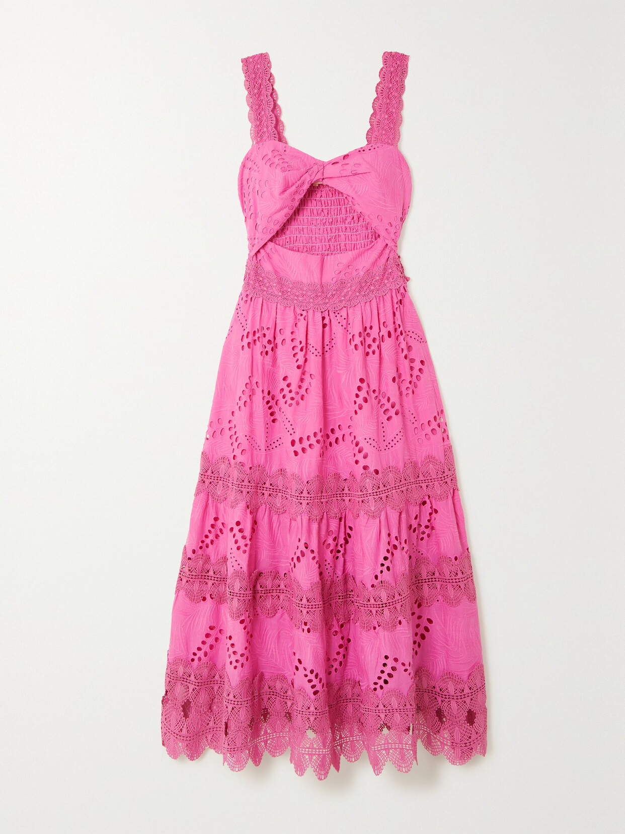 WAIMARI + Net Sustain Jane Cutout Lace-trimmed Broderie Anglaise Cotton Maxi Dress - Pink