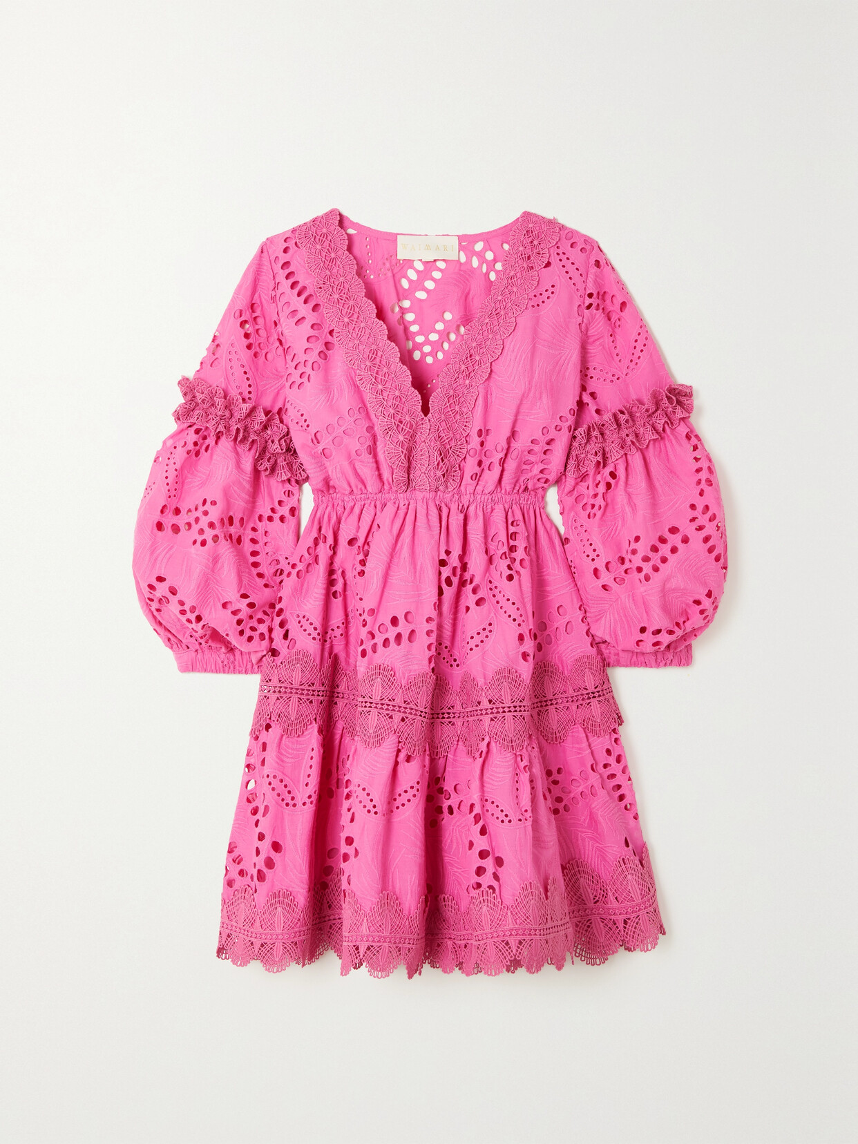 WAIMARI - + Net Sustain Connie Lace-trimmed Broderie Anglaise Cotton Mini Dress - Pink