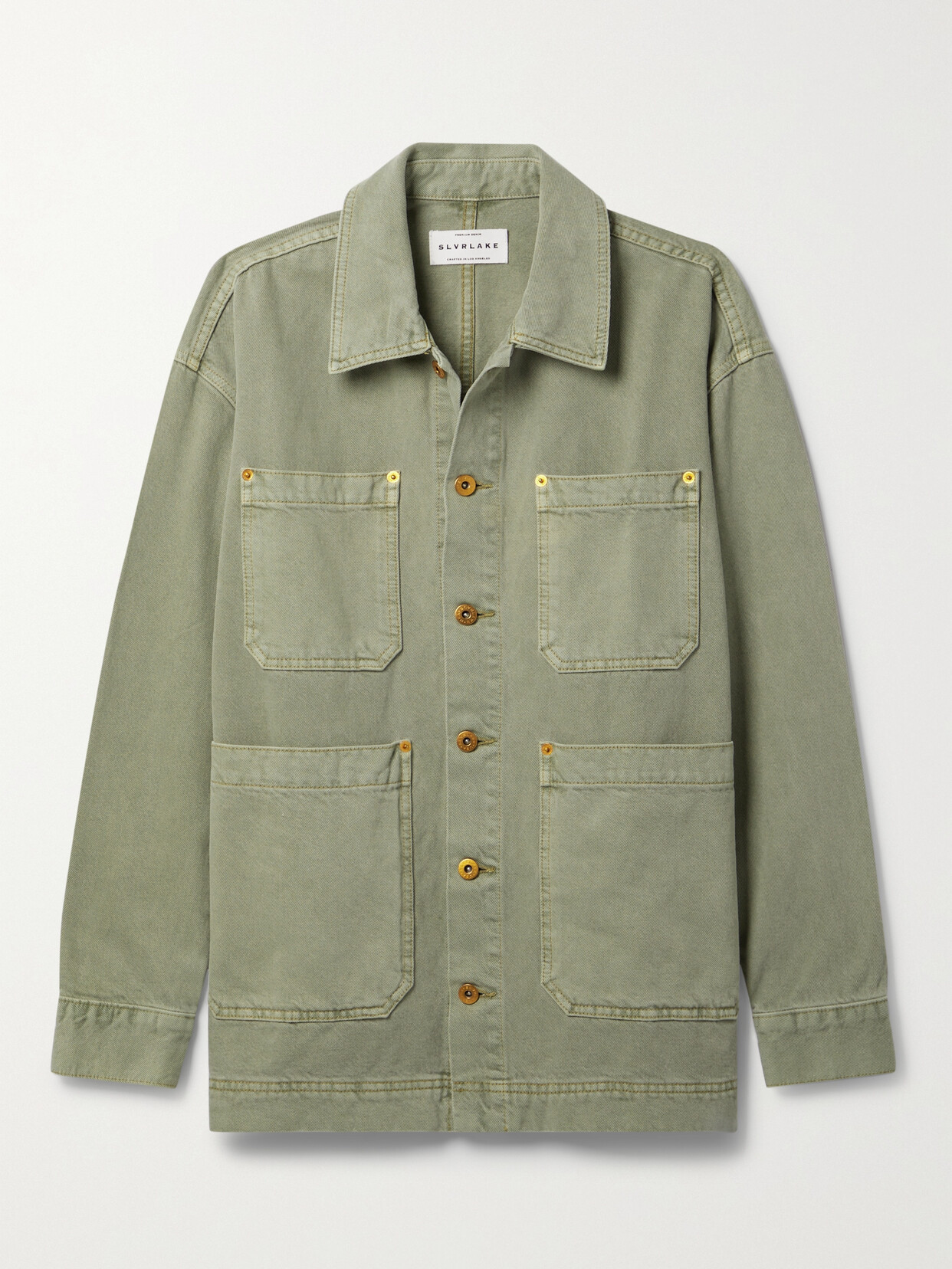 SLVRLAKE - + Net Sustain Oversized Organic Denim Jacket - Green