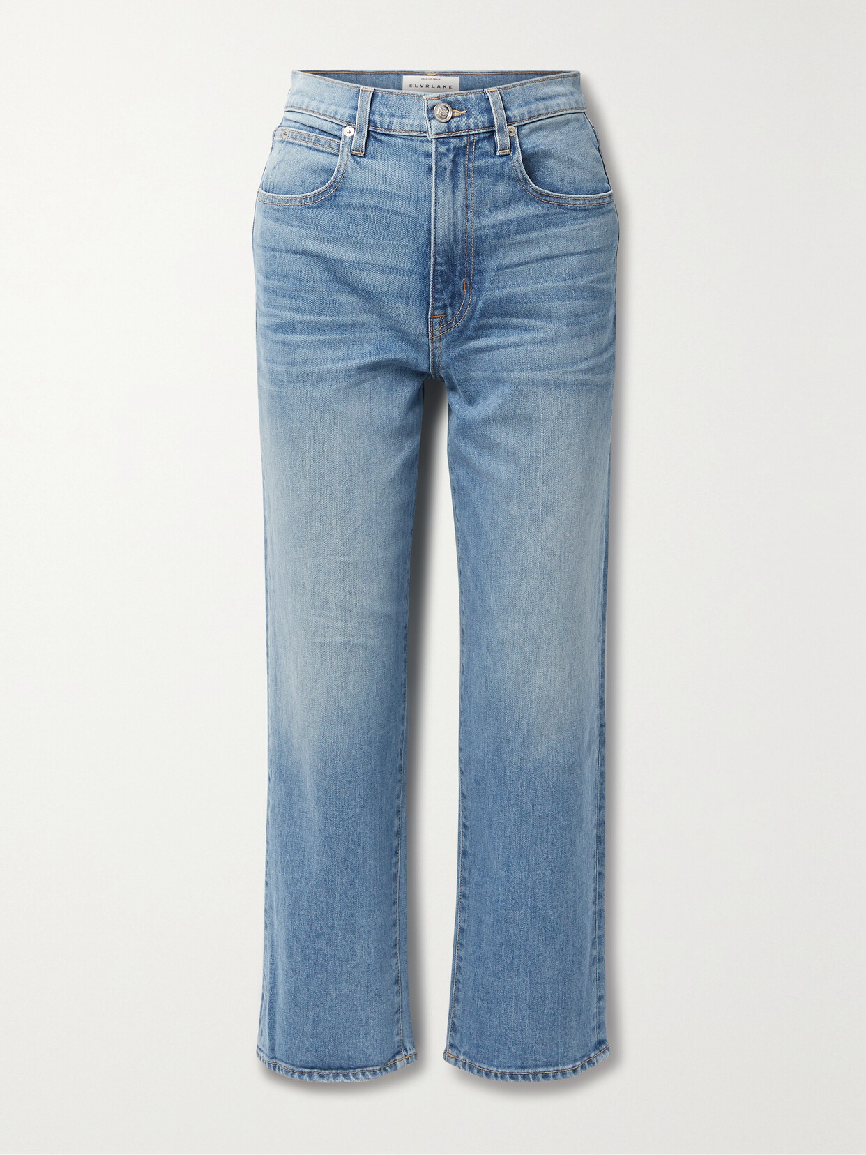 Slvrlake London Cropped High-rise Straight-leg Jeans In Blue