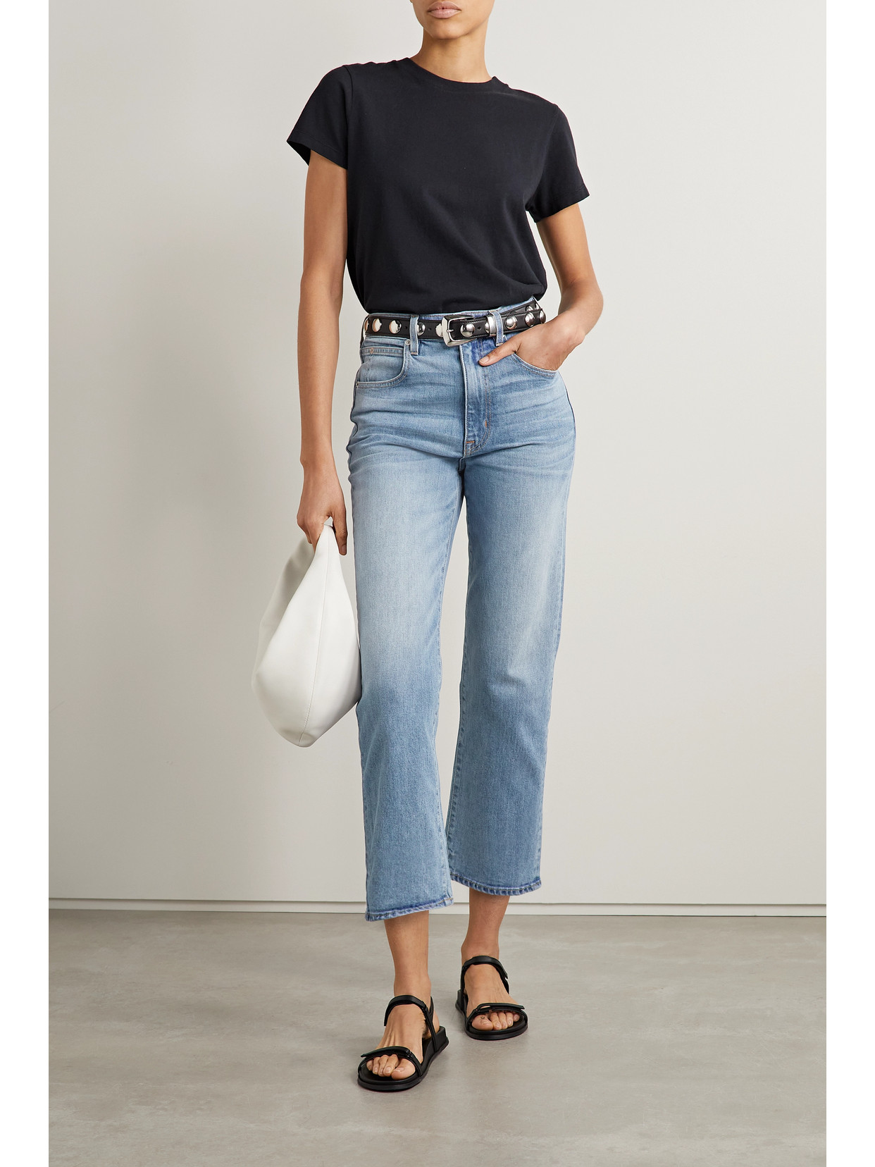 Shop Slvrlake + Net Sustain London Cropped High-rise Straight-leg Jeans In Blue