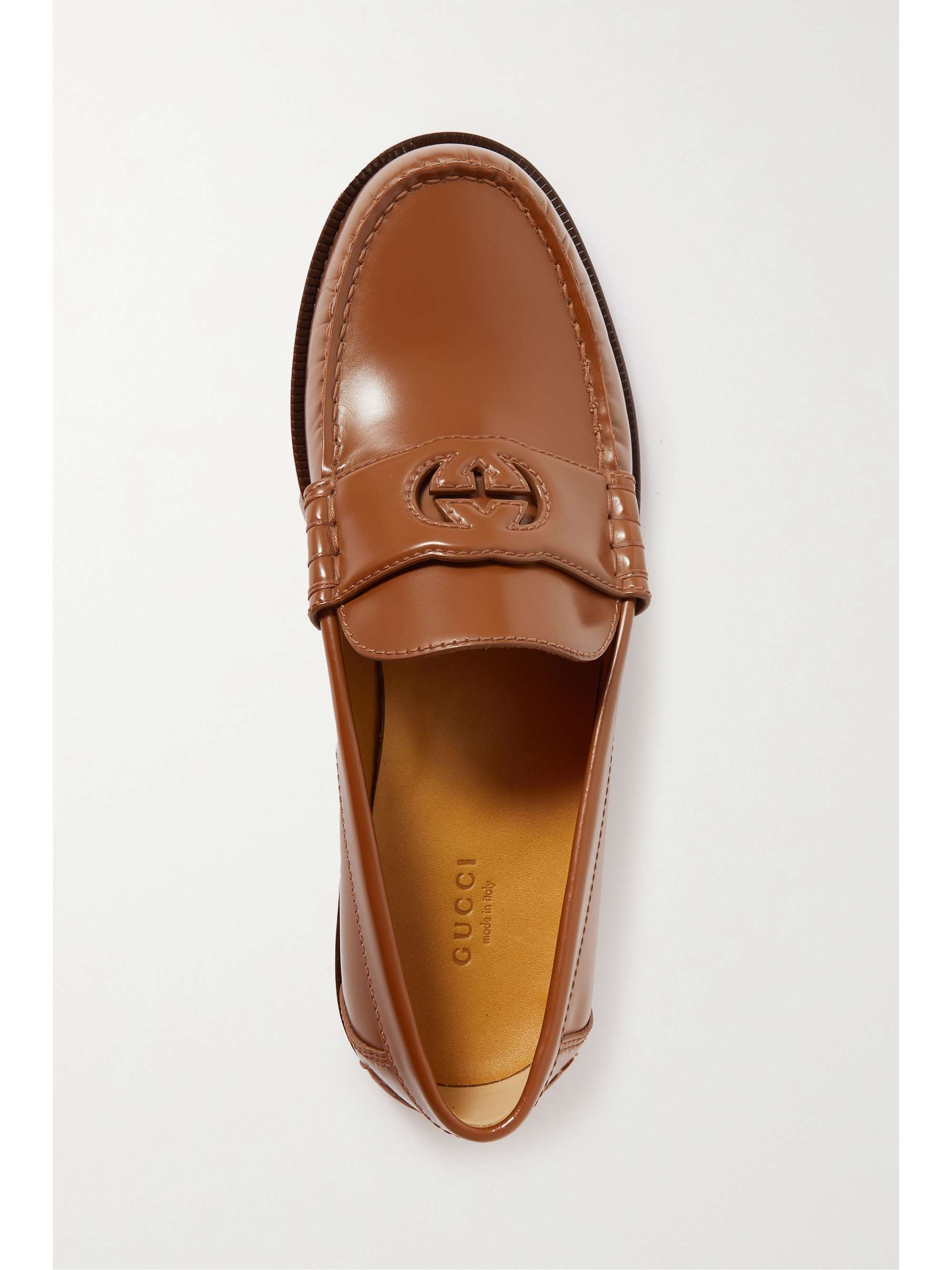 GUCCI Cutout glossed-leather loafers | NET-A-PORTER