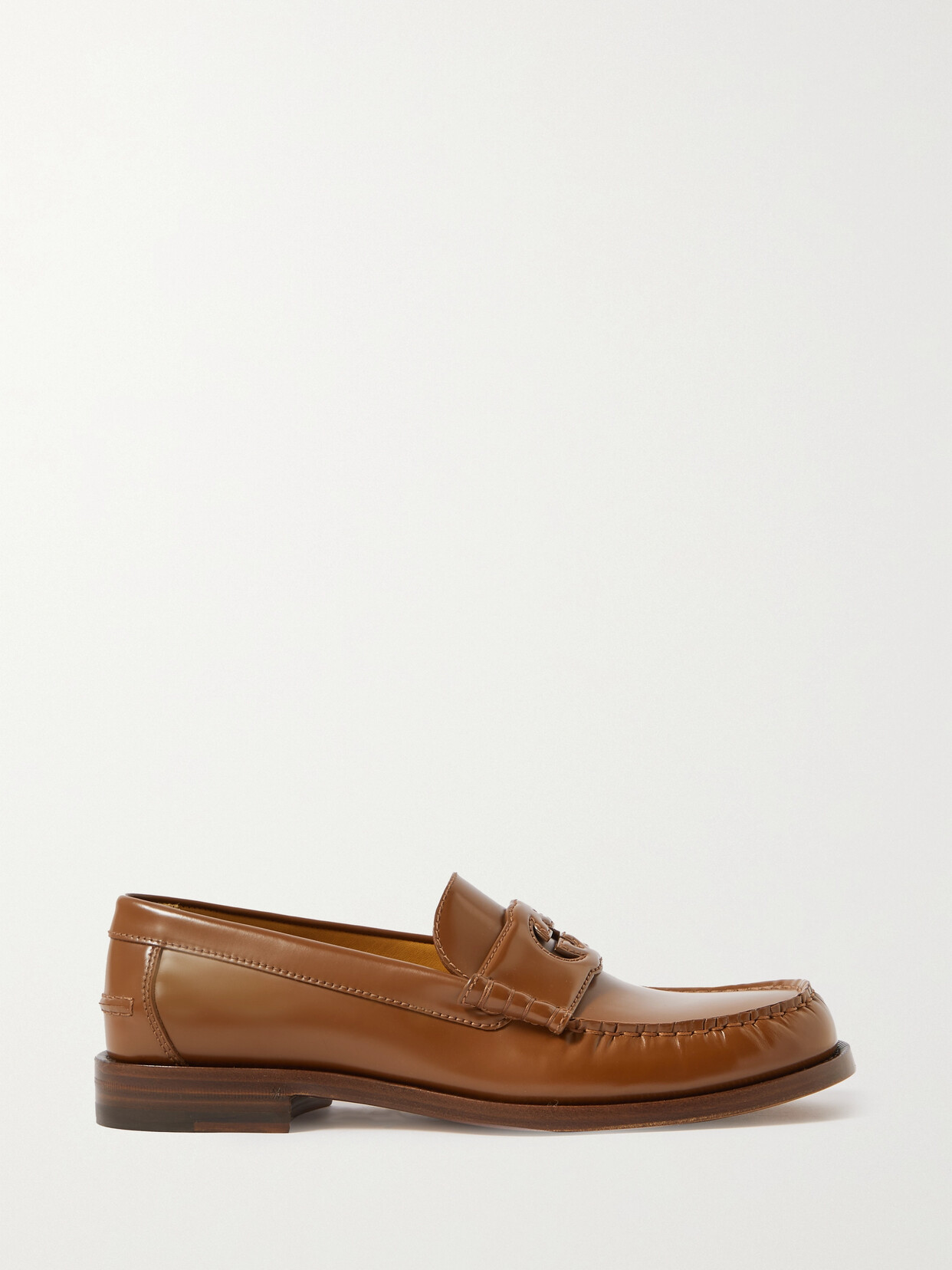 Gucci Cutout Glossed-leather Loafers