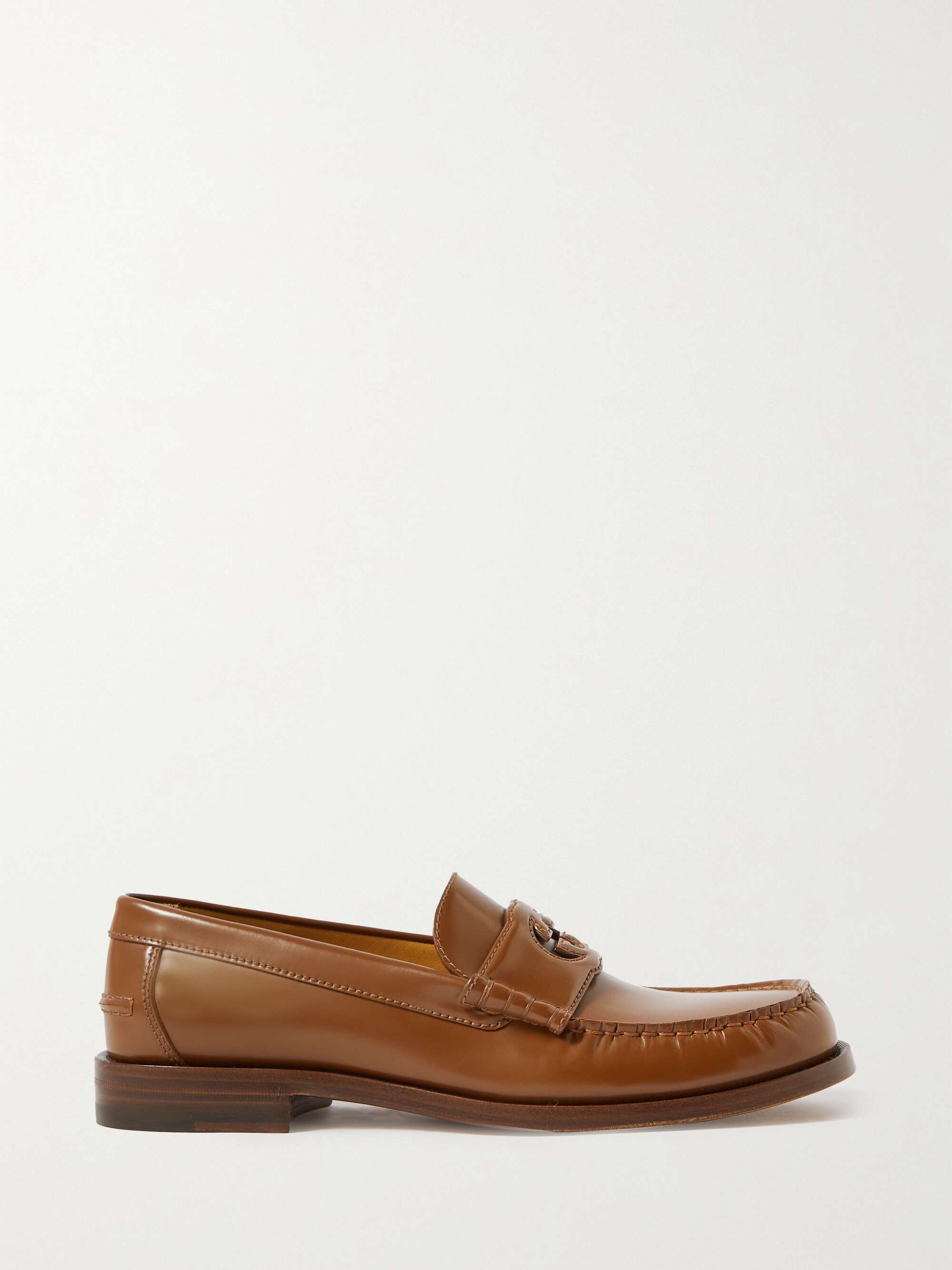 GUCCI glossed-leather loafers | NET-A-PORTER