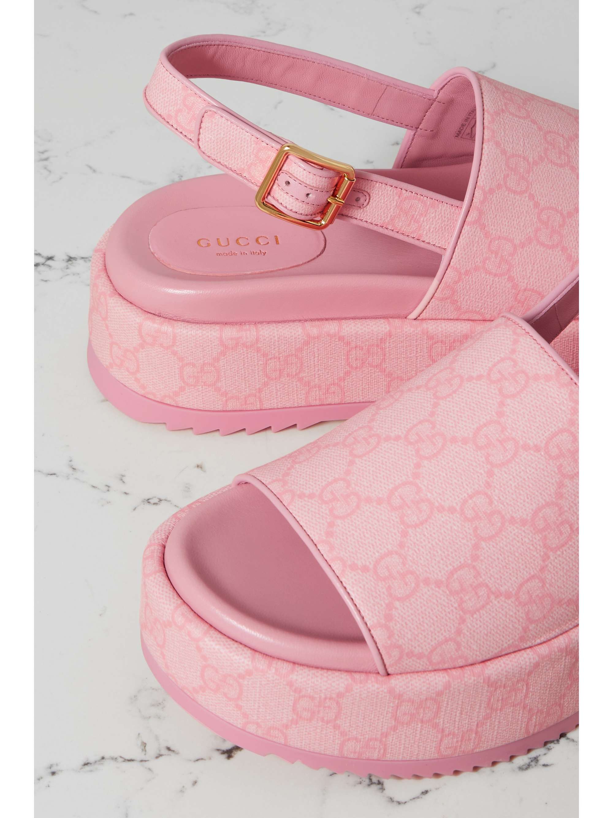 GUCCI Angelina coatedcanvas slingback platform sandals NETAPORTER