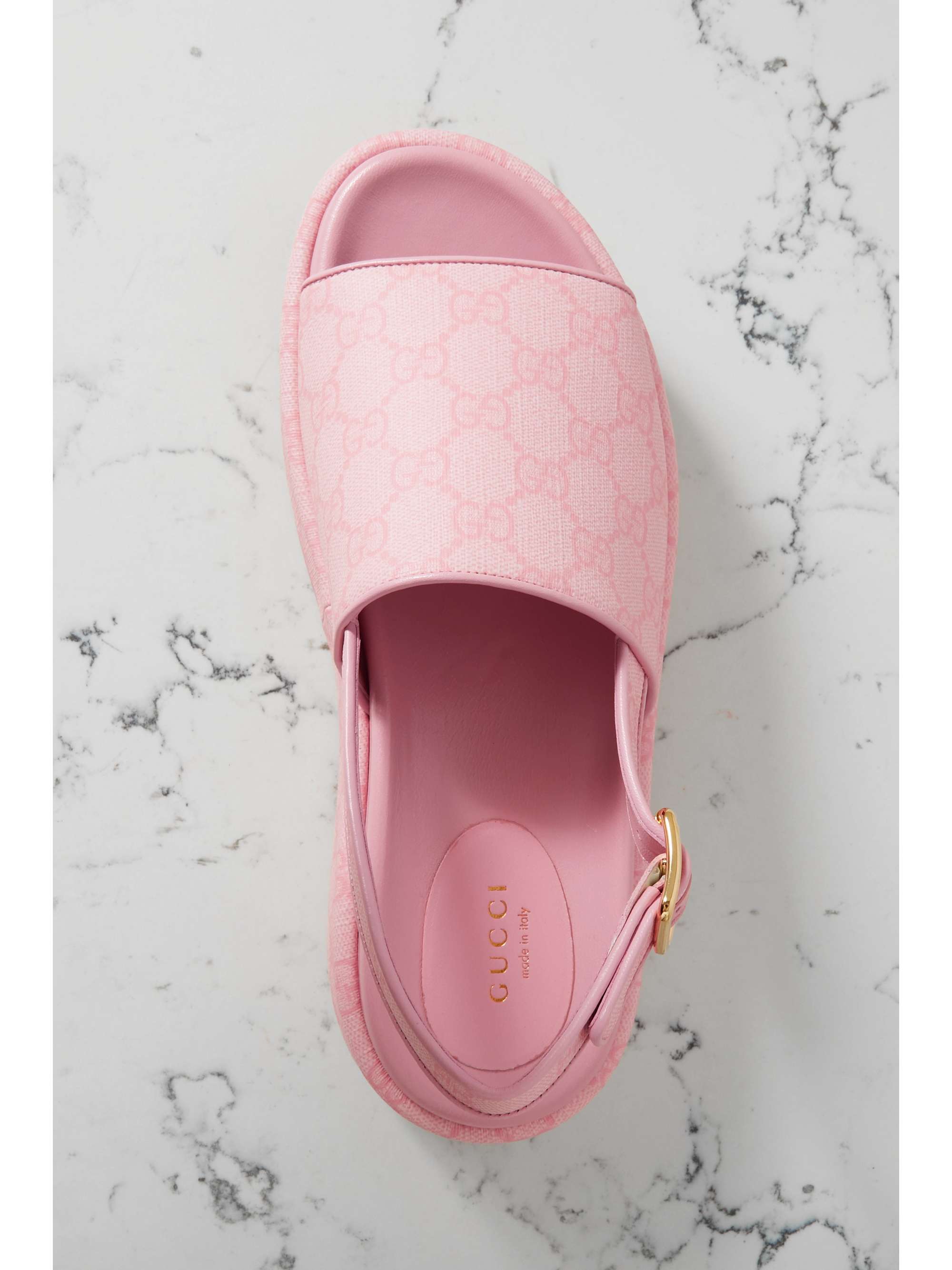 gucci angelina logo jacquard canvas slingback platform sandals