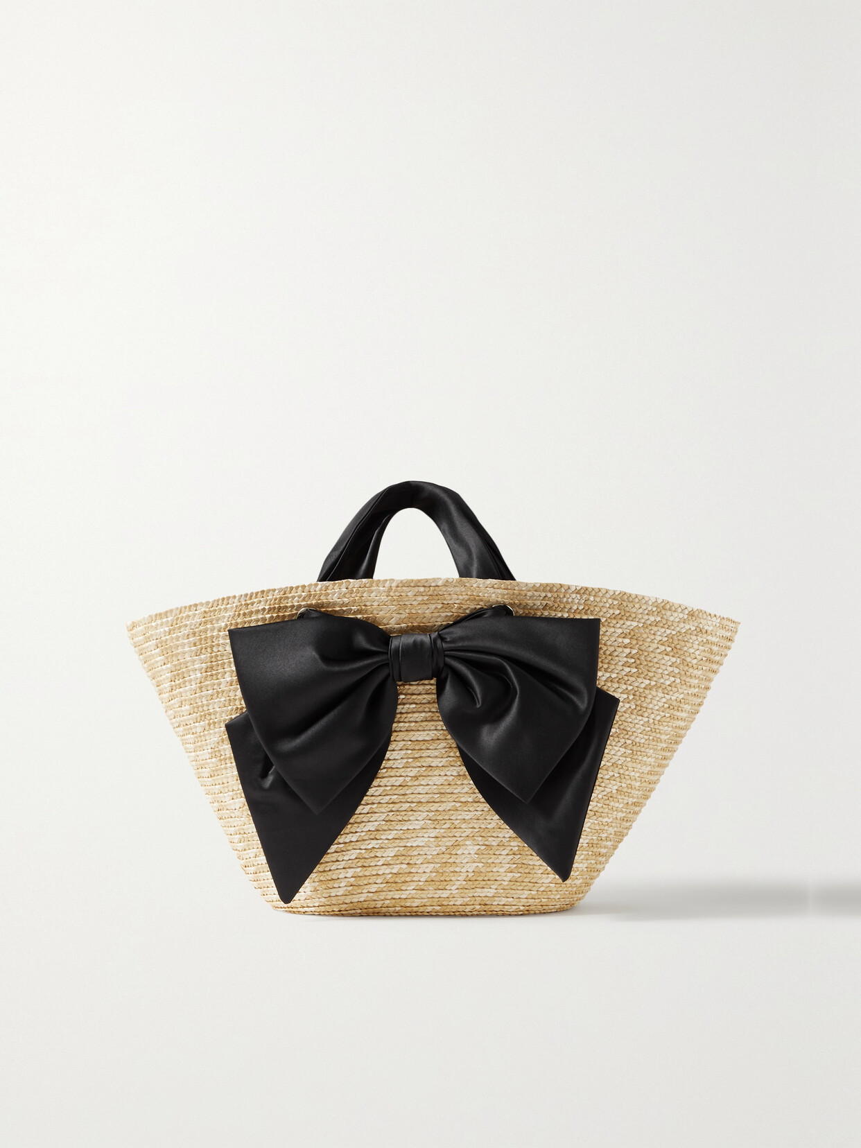 EUGENIA KIM CARLOTTA SATIN-TRIMMED STRAW TOTE