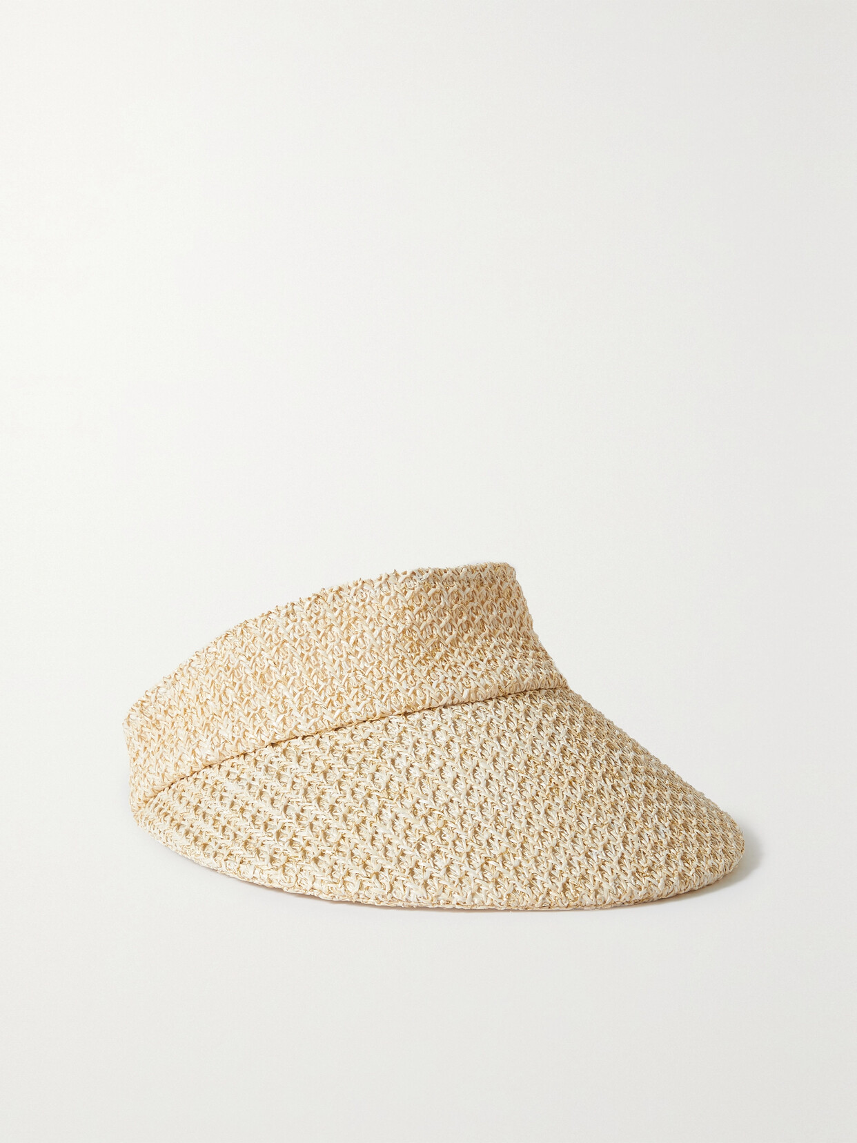 Eugenia Kim - Micky Metallic Straw-effect Visor - Cream