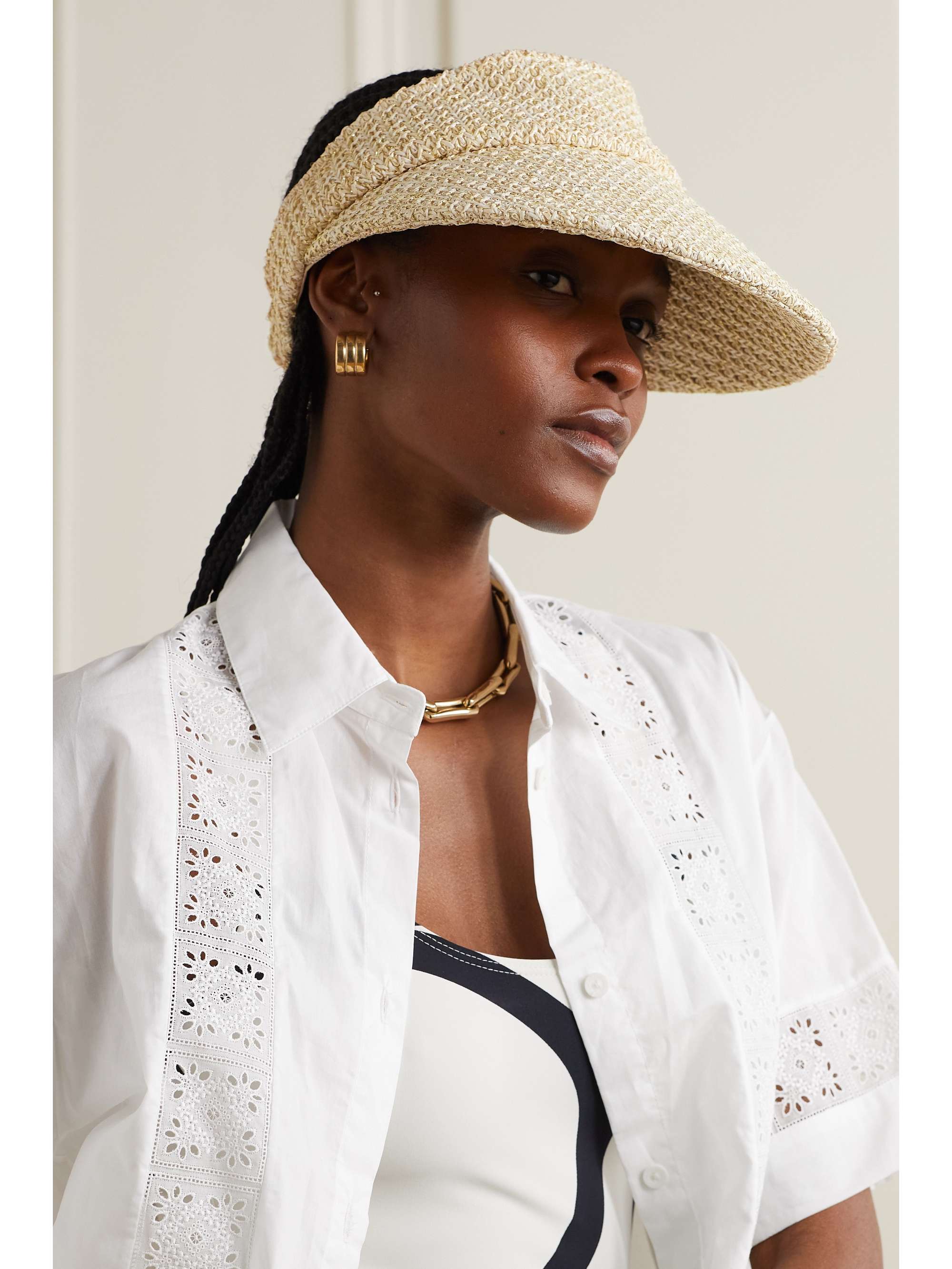 EUGENIA KIM Micky metallic straw-effect visor | NET-A-PORTER