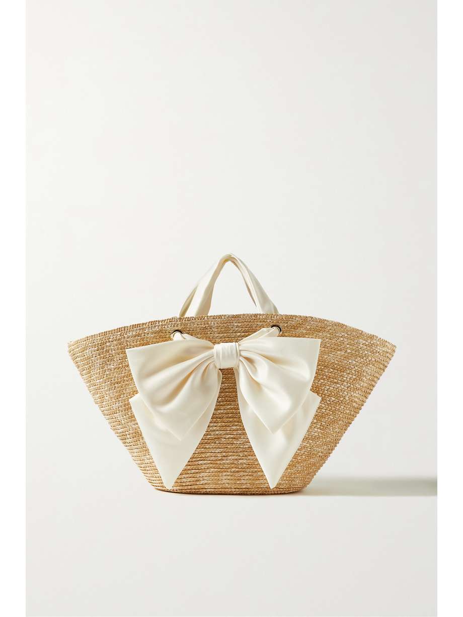 net-a-porter.com | Carlotta satin-trimmed straw tote