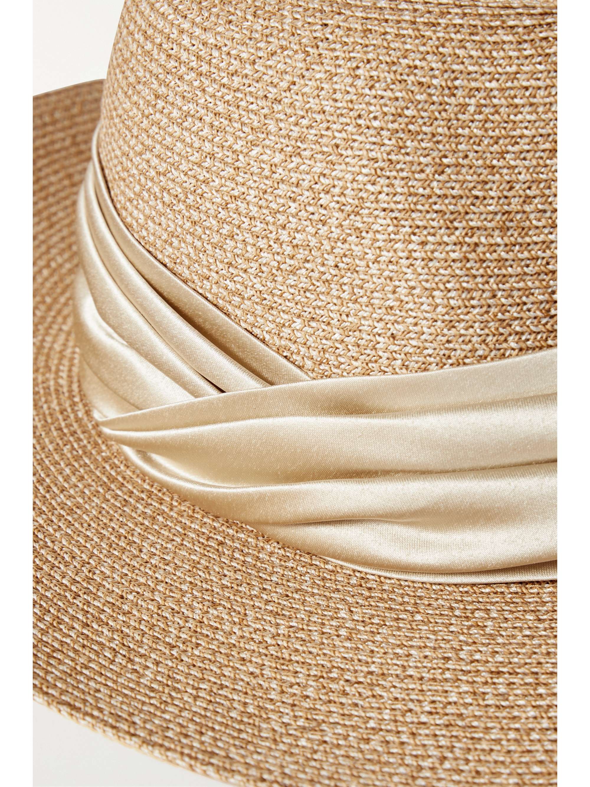 EUGENIA KIM Courtney satin-trimmed straw-effect fedora | NET-A-PORTER