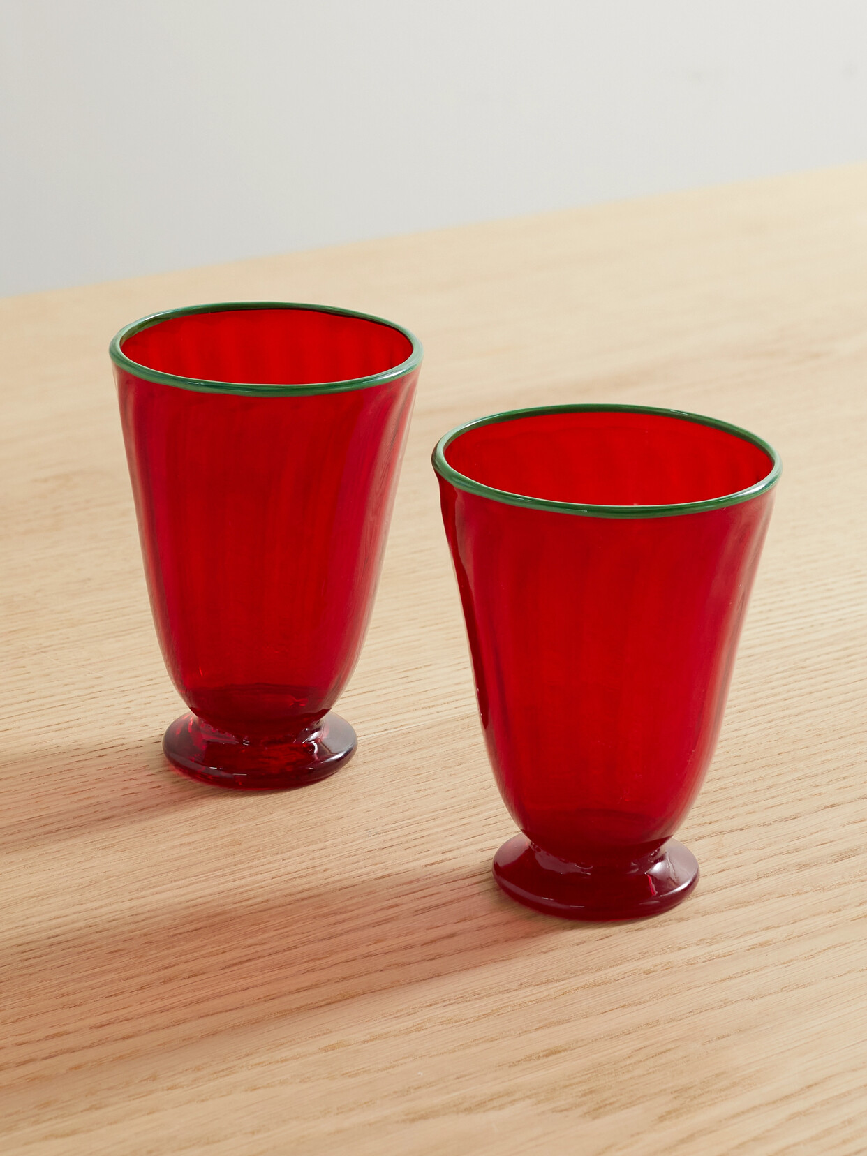 La Doublej Rainbow Set Of Two Murano Glasses In Red