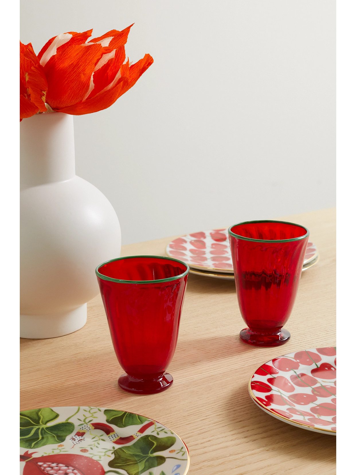 Shop La Doublej Rainbow Set Of Two Murano Glasses In Red