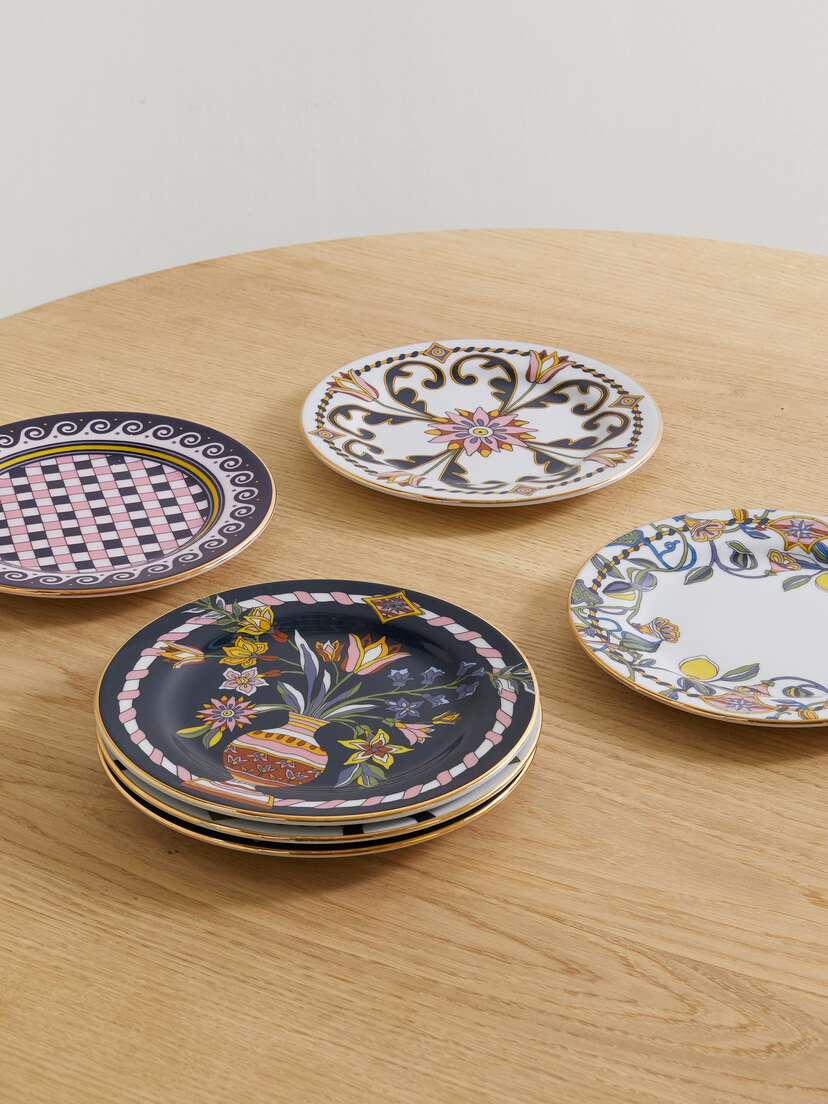 La DoubleJ Set Of Six Gold-plated Porcelain Dessert Plates