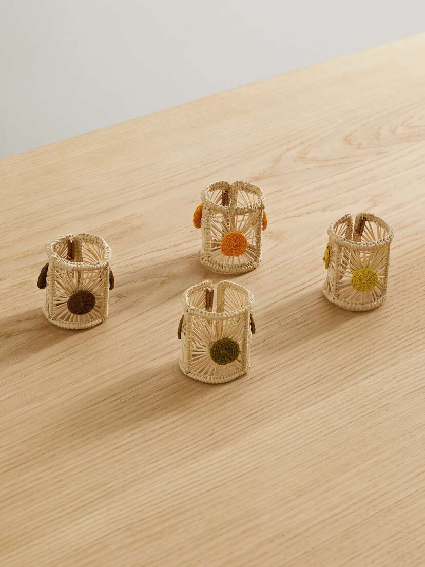 La DoubleJ Set Of Four Raffia Napkin Rings