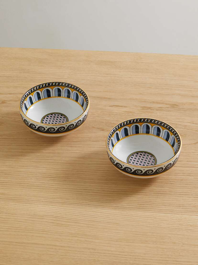 La DoubleJ Set Of Two Gold-plated Porcelain Snack Bowls