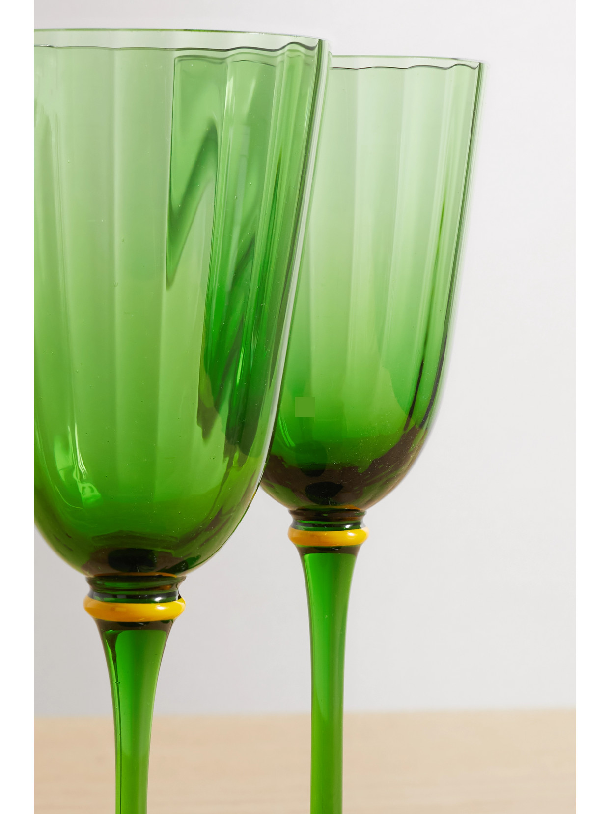 Shop La Doublej Set Of Two Murano Wine Glasses In Green