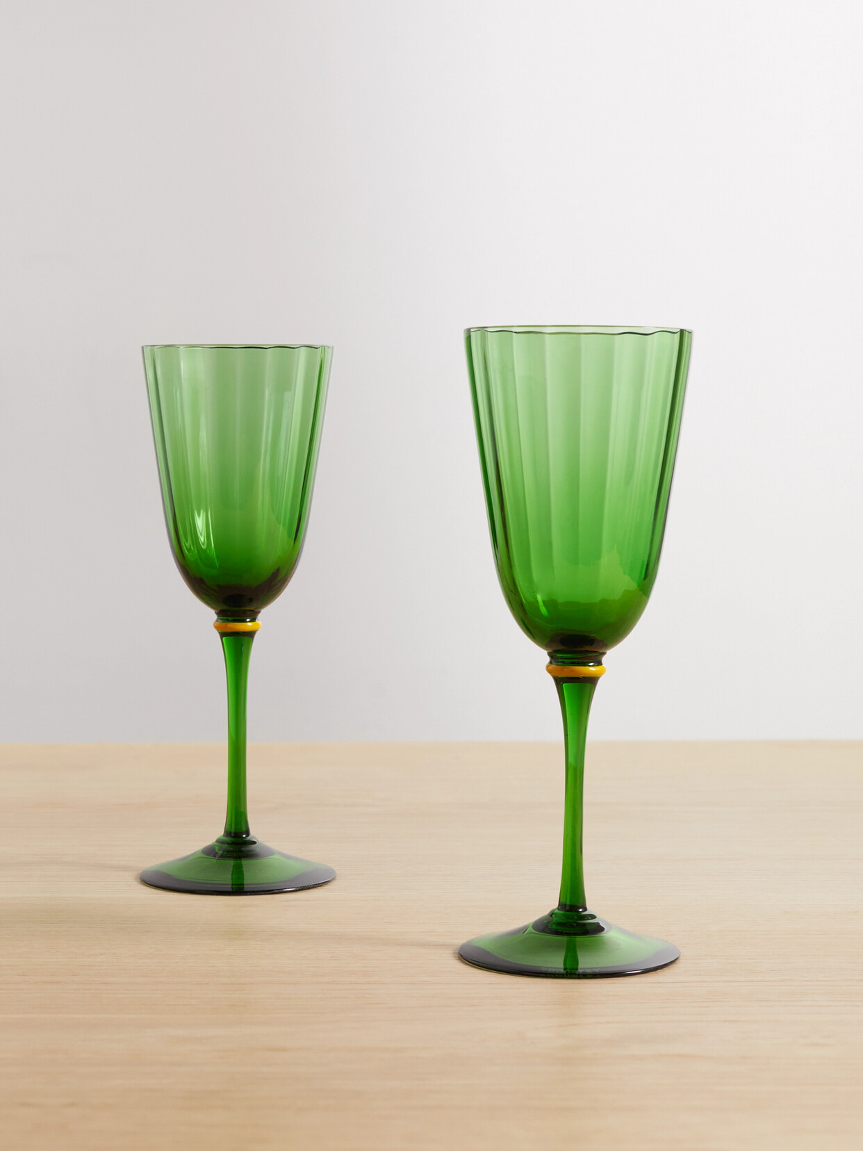 Shop La Doublej Set Of Two Murano Wine Glasses In Green