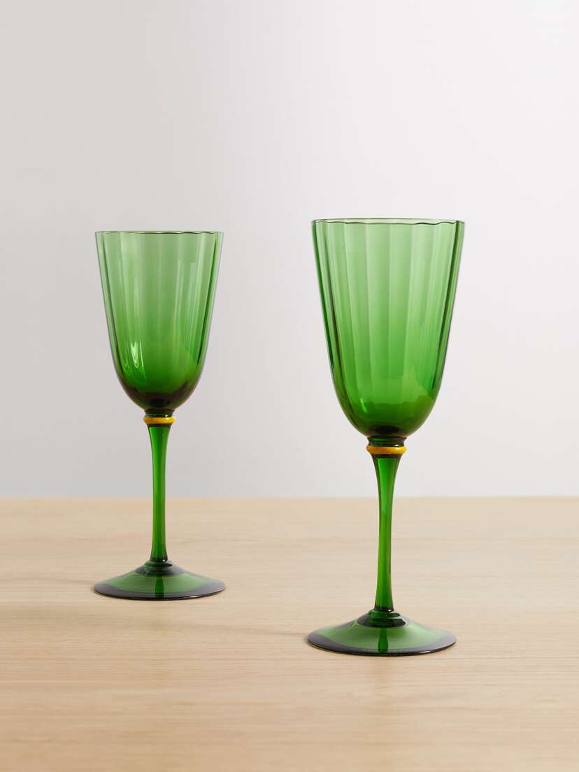 La DoubleJ Set Of Two Murano Wine Glasses