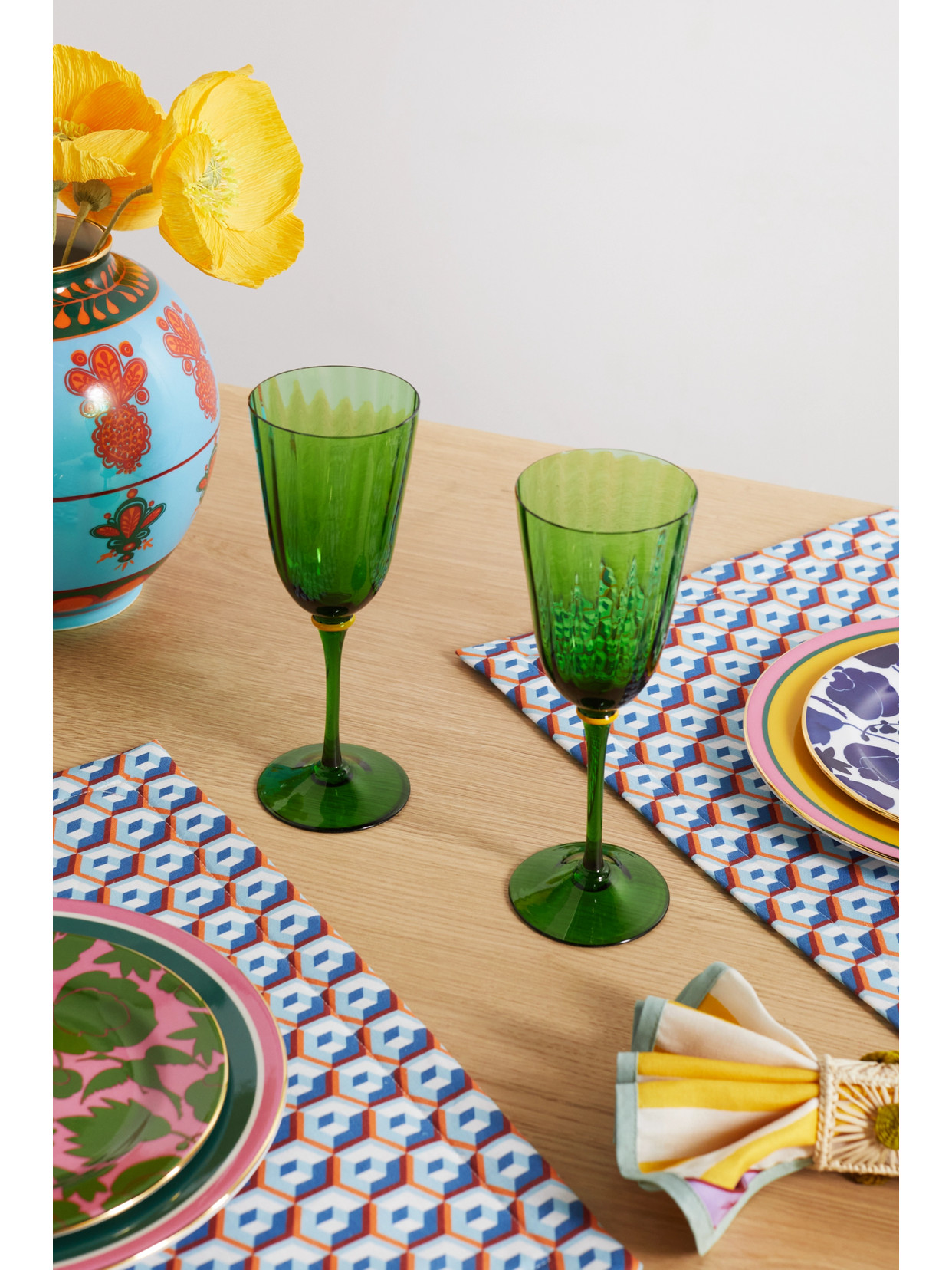 Shop La Doublej Set Of Two Murano Wine Glasses In Green