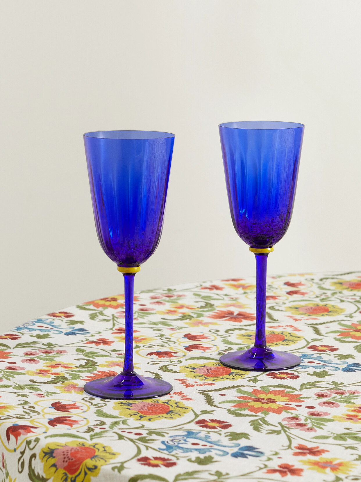 La Doublej Rainbow Set Of Two Murano Wine Glasses In Blue