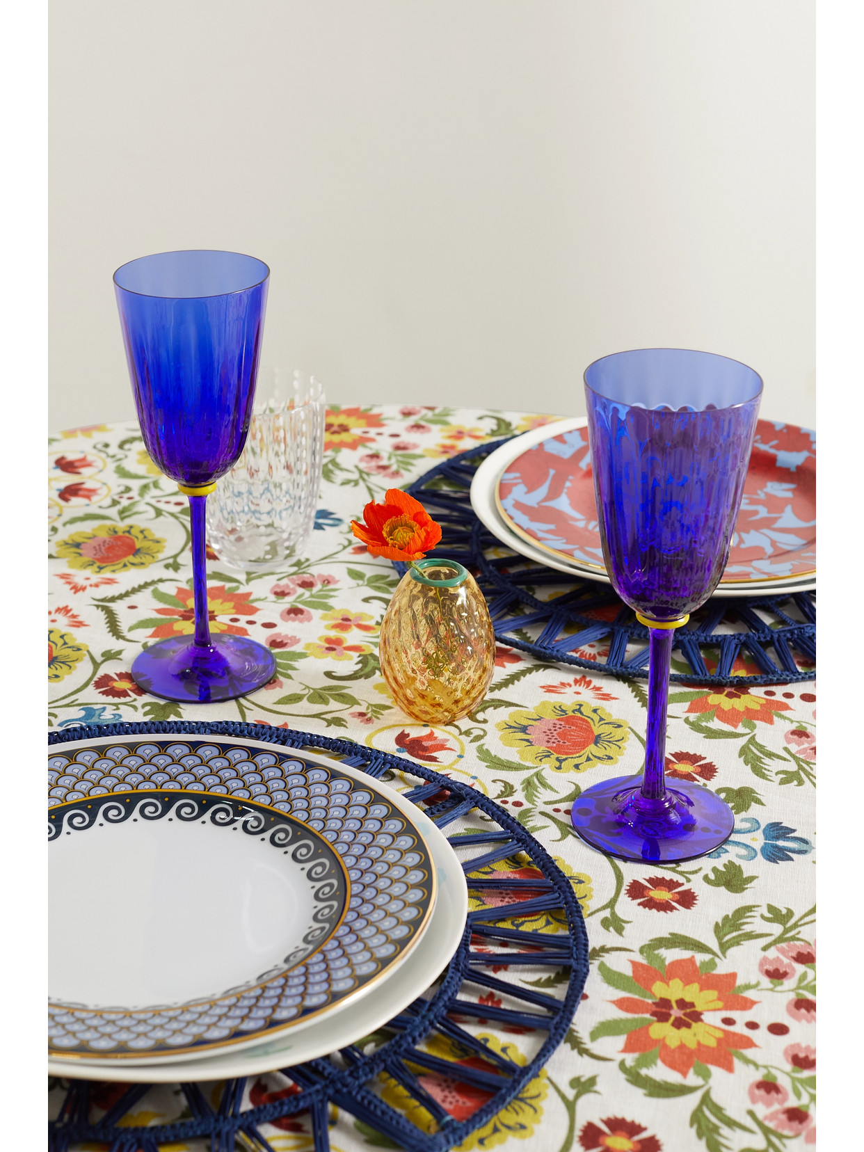 Shop La Doublej Rainbow Set Of Two Murano Wine Glasses In Blue