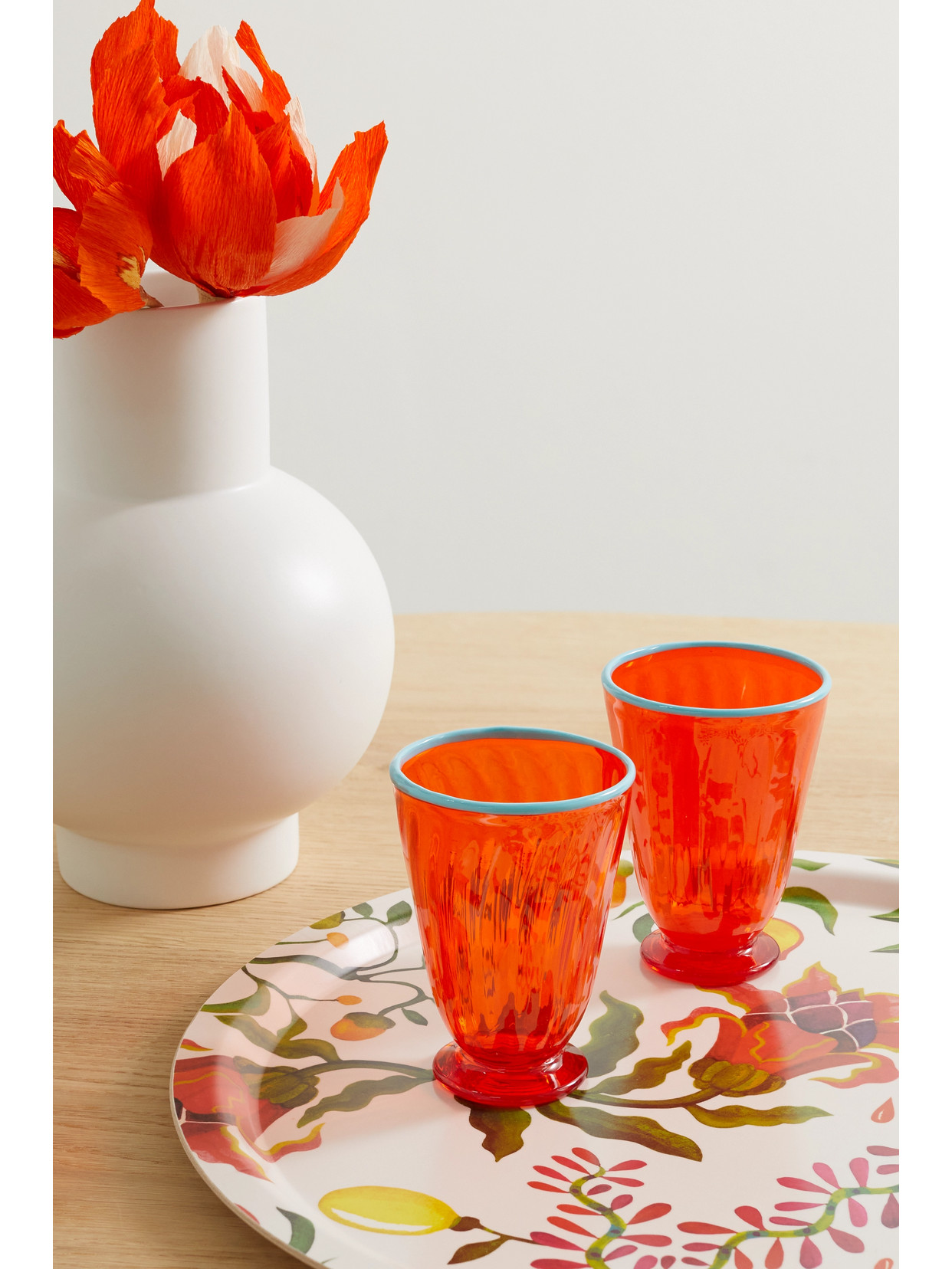 Shop La Doublej Rainbow Set Of Two Murano Glasses In Orange