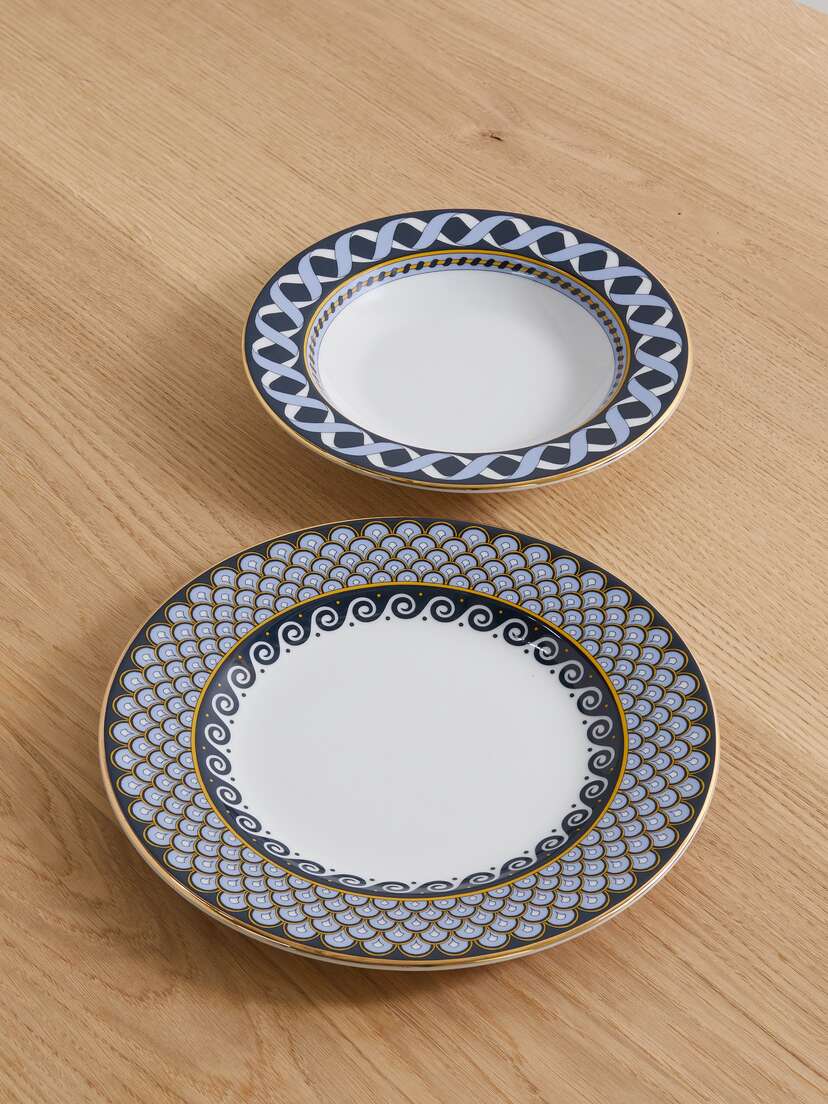 La DoubleJ Set Of Two Gold-plated Porcelain Soup And Dinner Plates