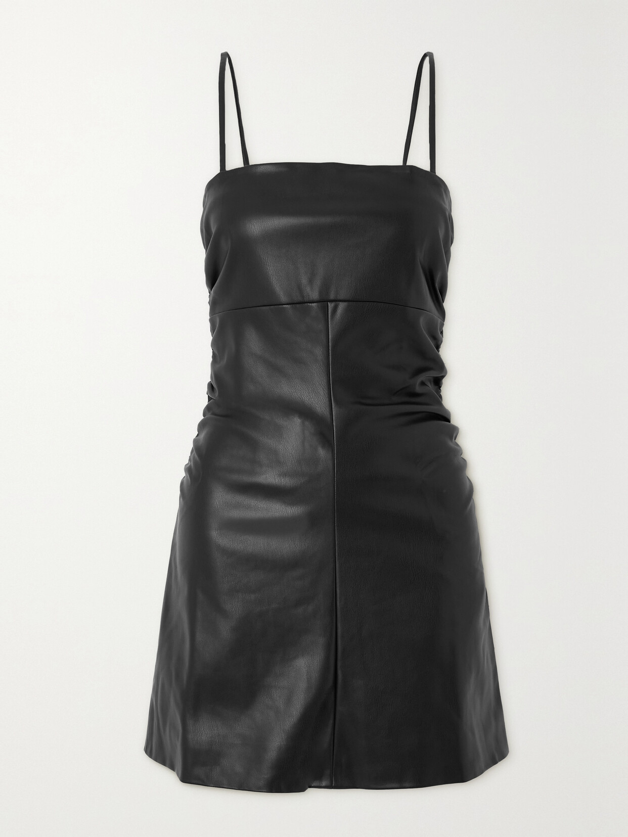 Proenza Schouler White Label Ruched Faux-leather Mini Dress In Black