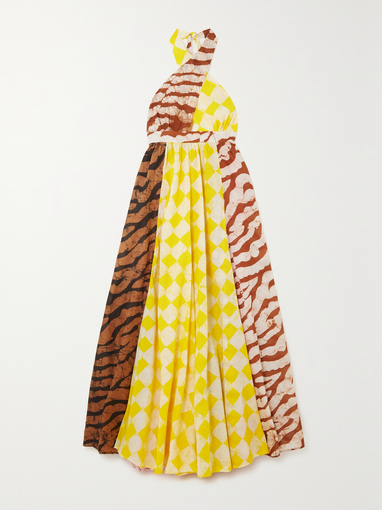 Studio 189 Printed Cotton-voile Halterneck Maxi Dress - Yellow