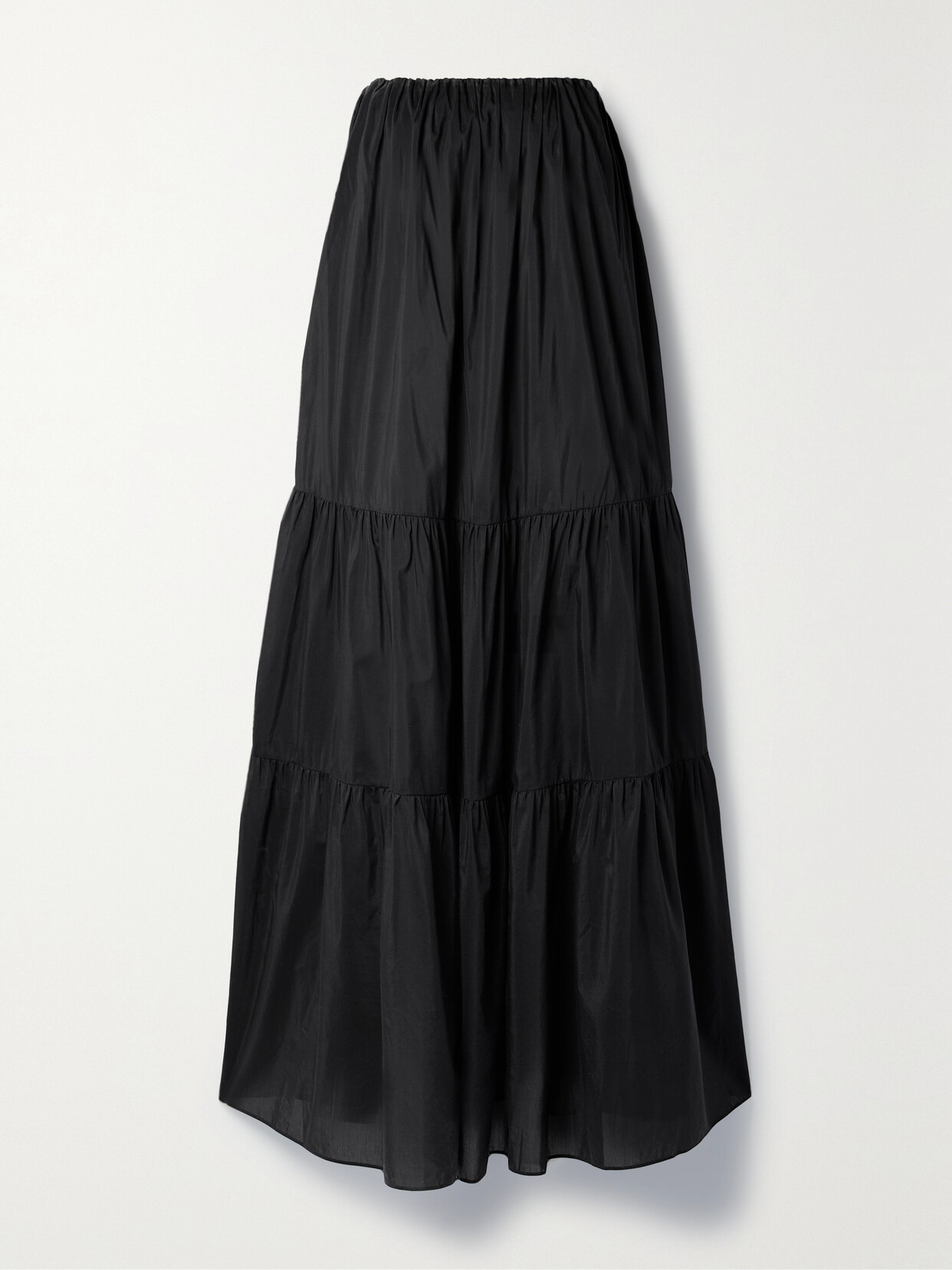 Matteau - + Net Sustain Strapless Tiered Organic Cotton And Silk-blend Poplin Maxi Dress - Black