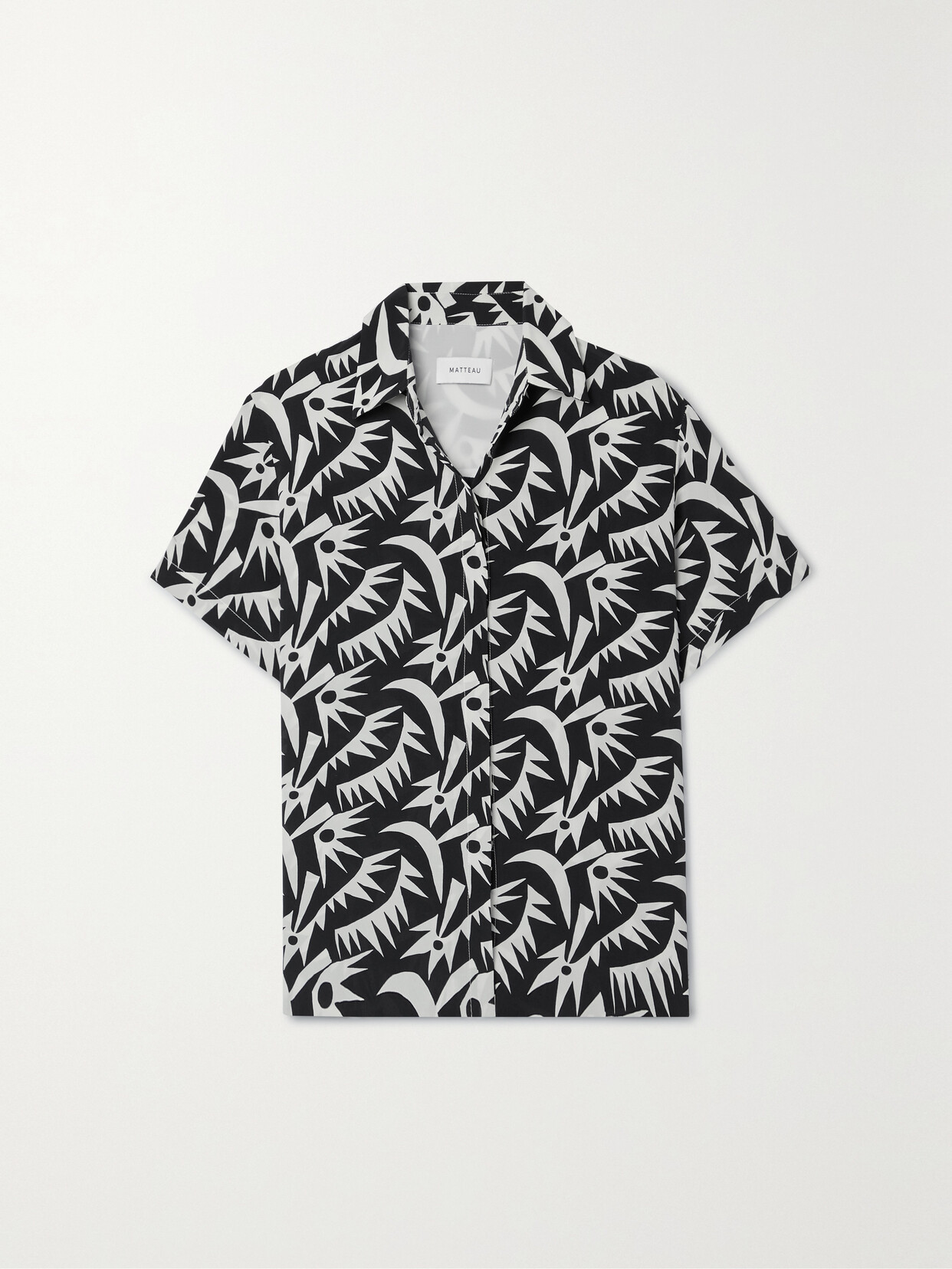 Matteau - + Net Sustain Printed Organic Silk-crepe Shirt - Black