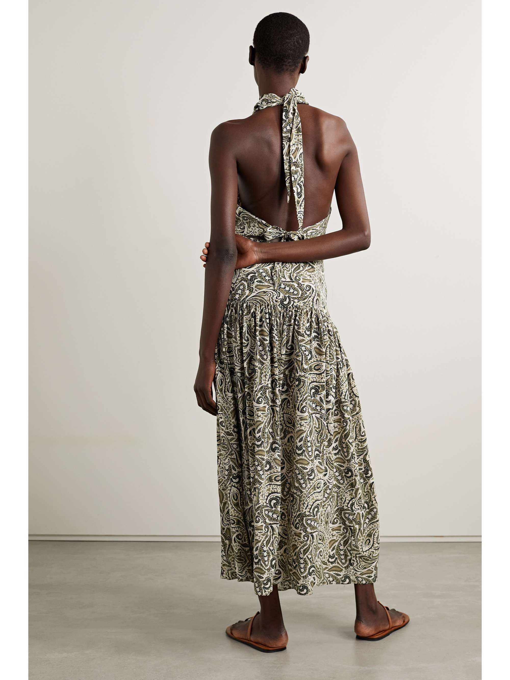 MATTEAU Paisley-print silk crepe de chine halterneck maxi dress
