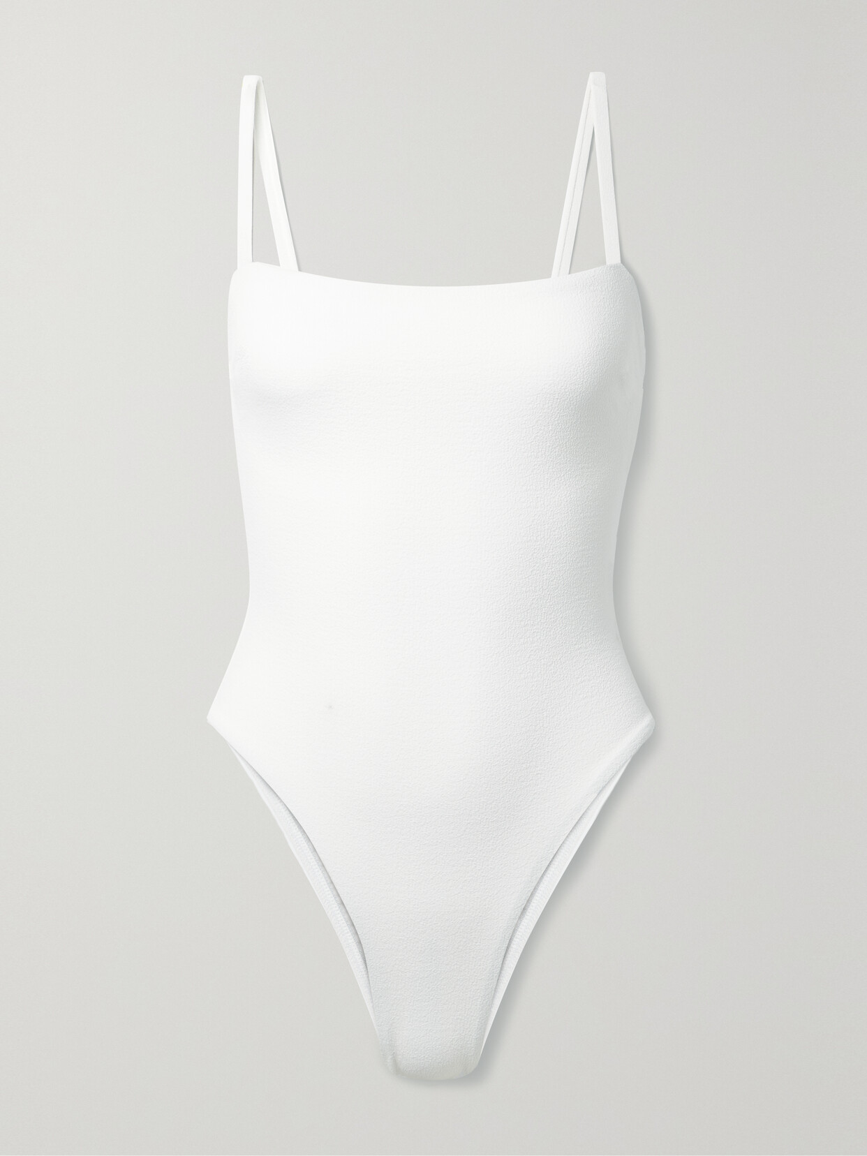 Matteau Petite Square Recycled-seersucker Swimsuit In White