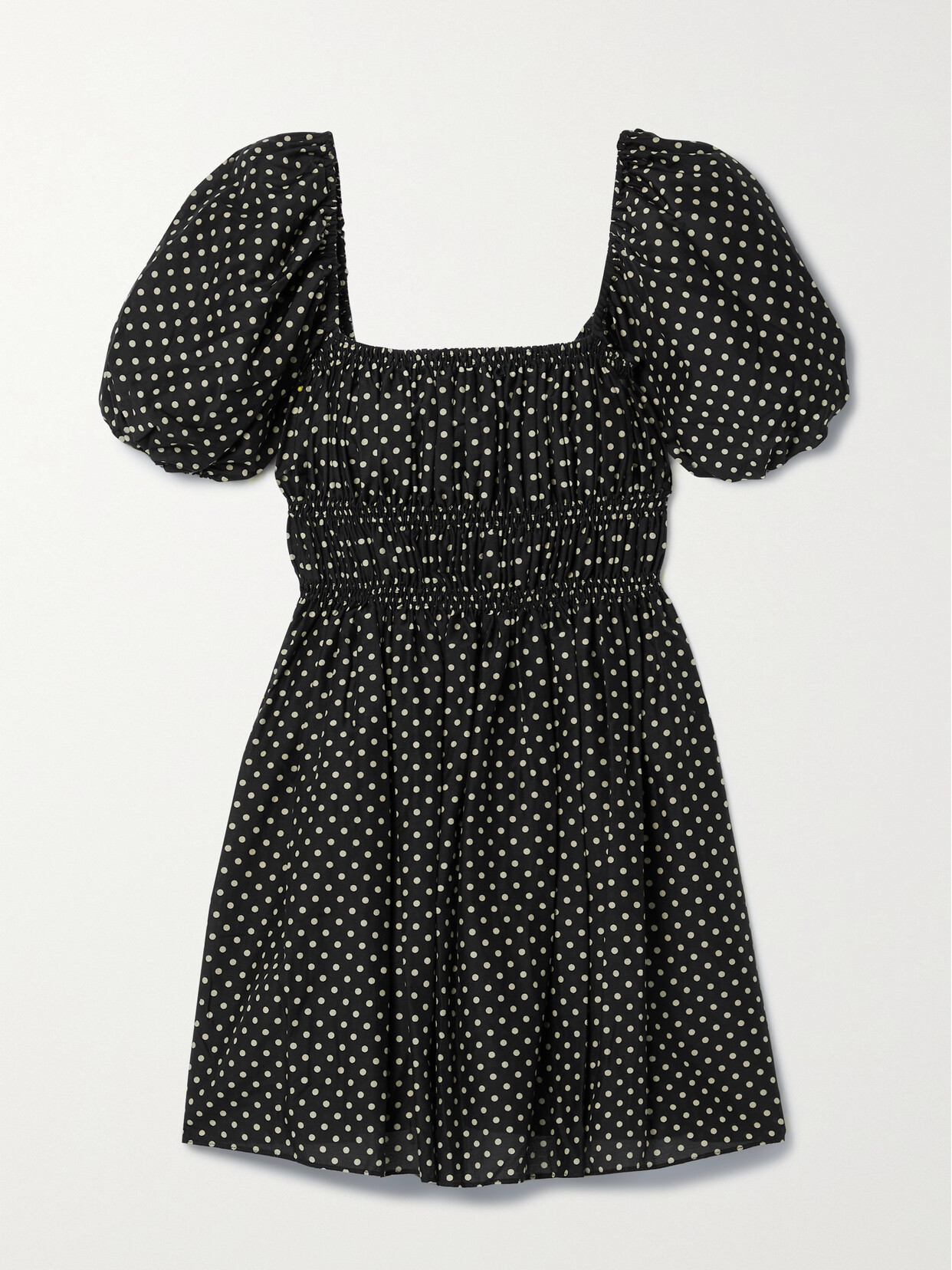 Matteau + Net Sustain Polka-dot Organic Cotton And Silk-blend Voile Mini Dress - Black